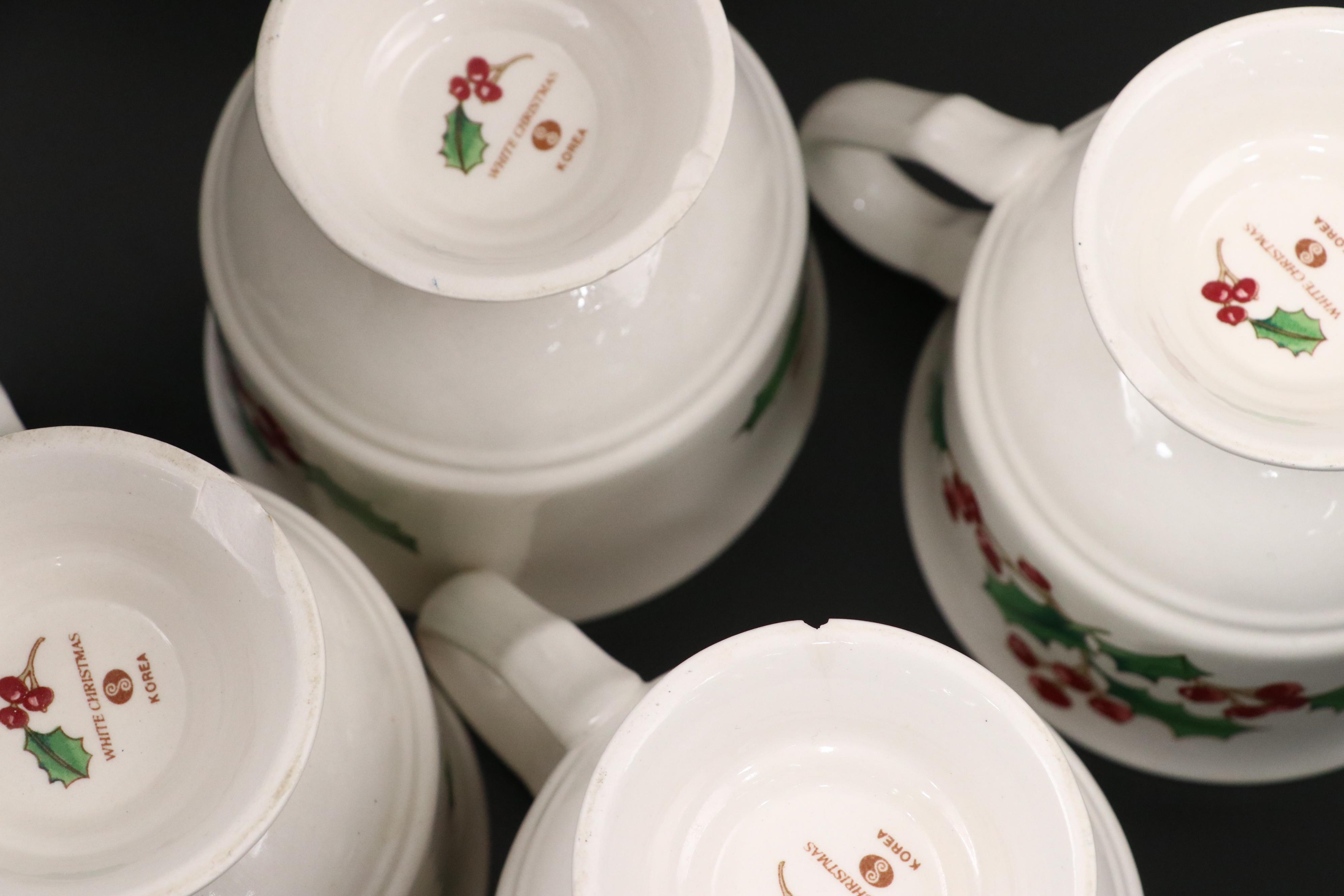 Korean Ceramic "White Christmas" Dinnerware and Serving Pieces