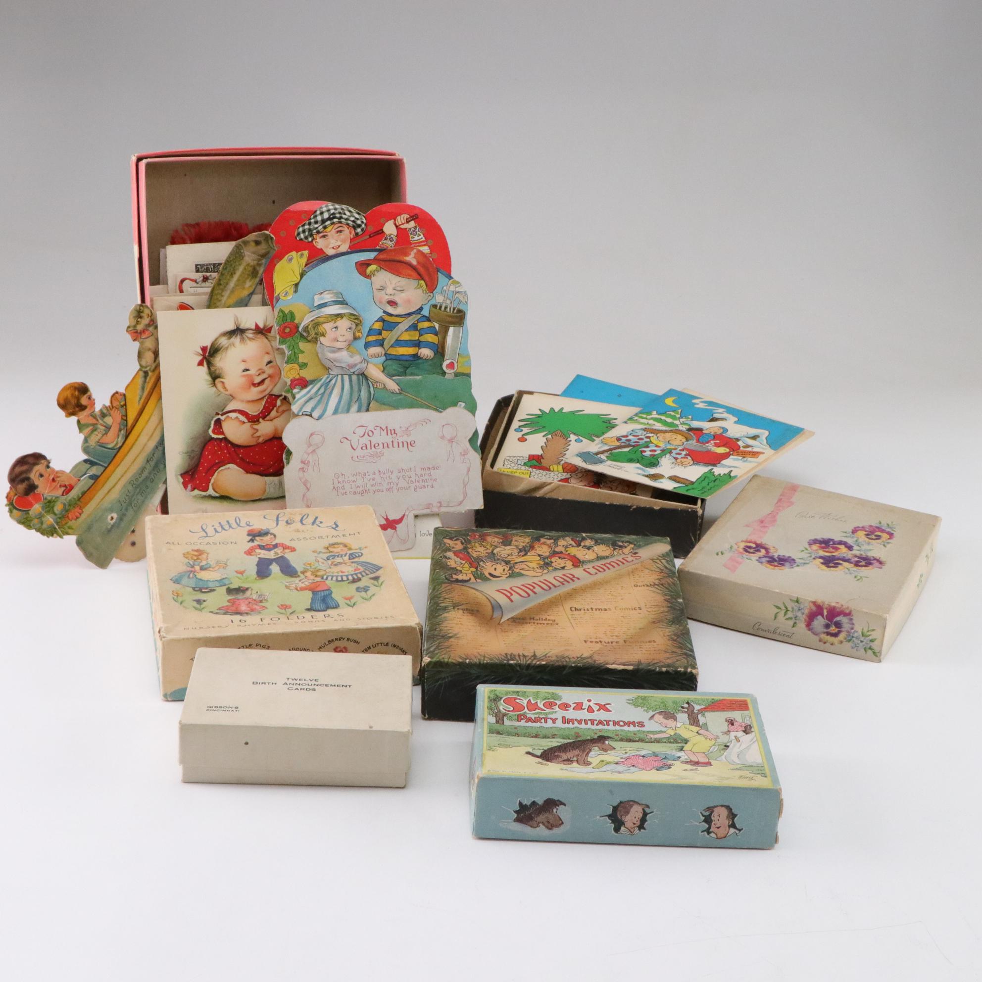 Vintage Greeting Cards, Party Invitations, Birth Announcements and More