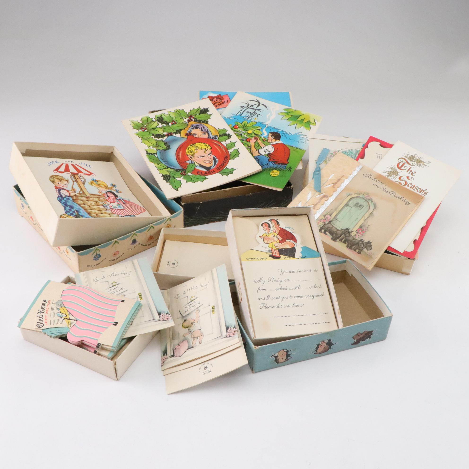 Vintage Greeting Cards, Party Invitations, Birth Announcements and More