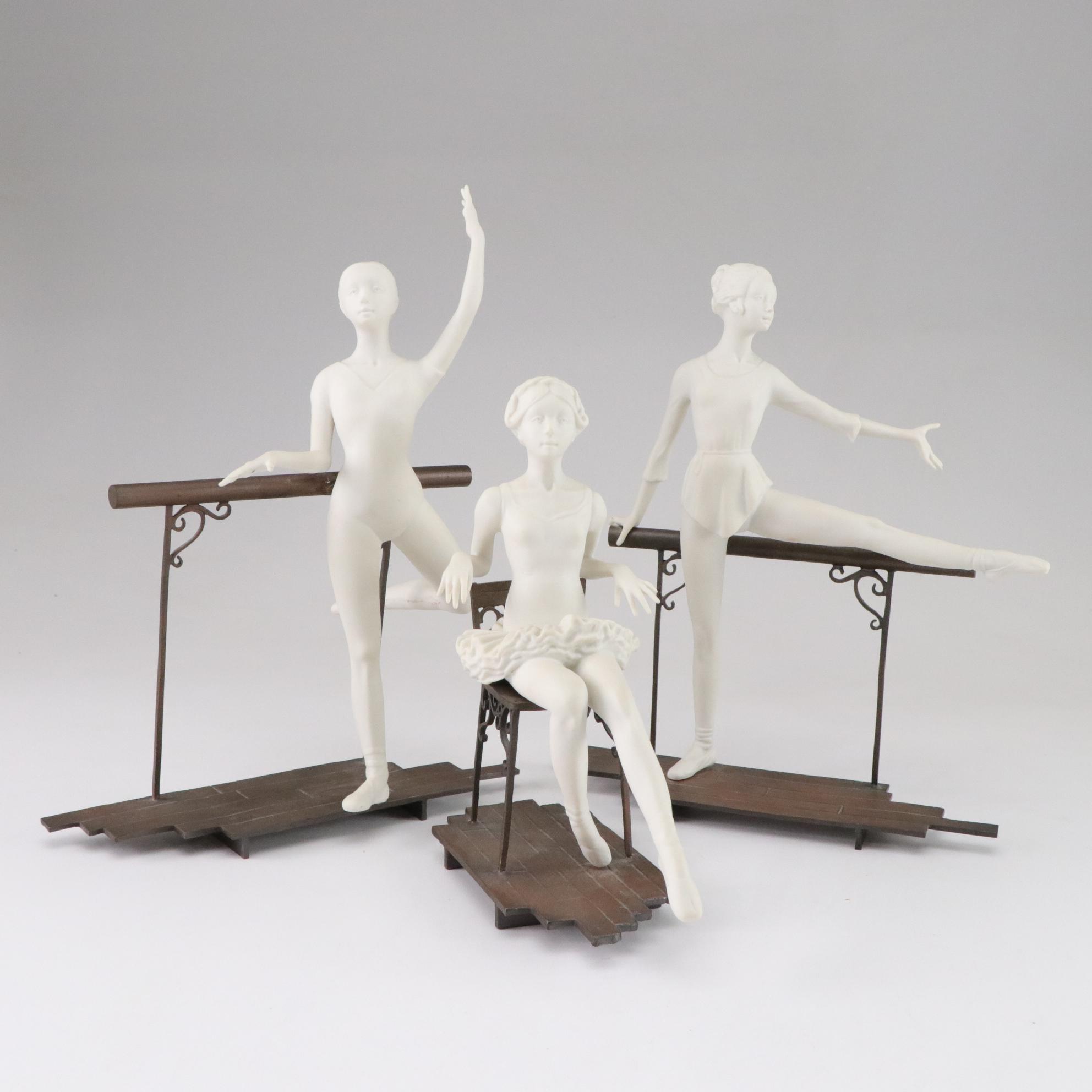 Boehm Bisque Porcelain Ballerina Sculptures on Bases, Late 20th Century