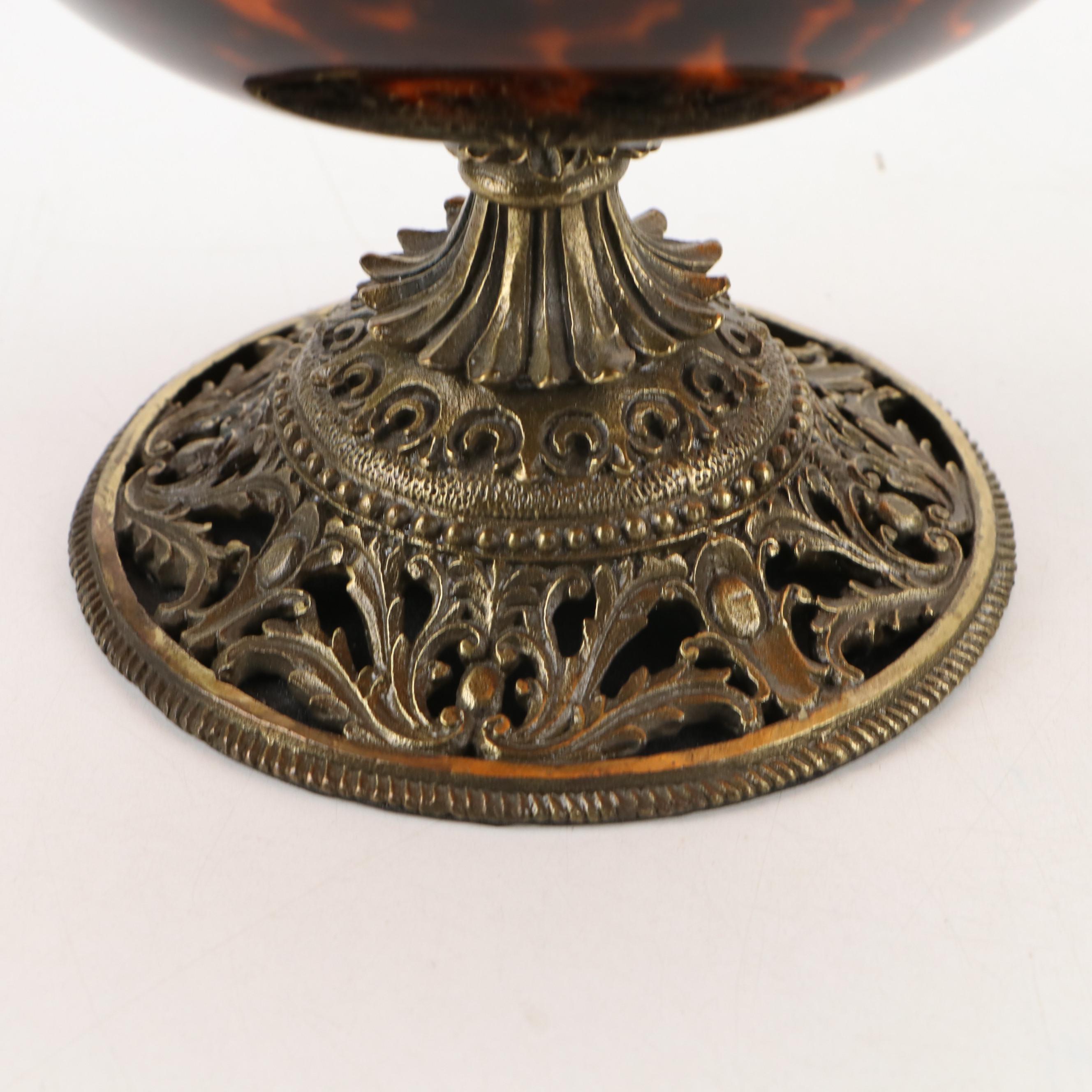 Sarried Ormolu Mounted Tortoiseshell Glass Urn with Art Glass Disk