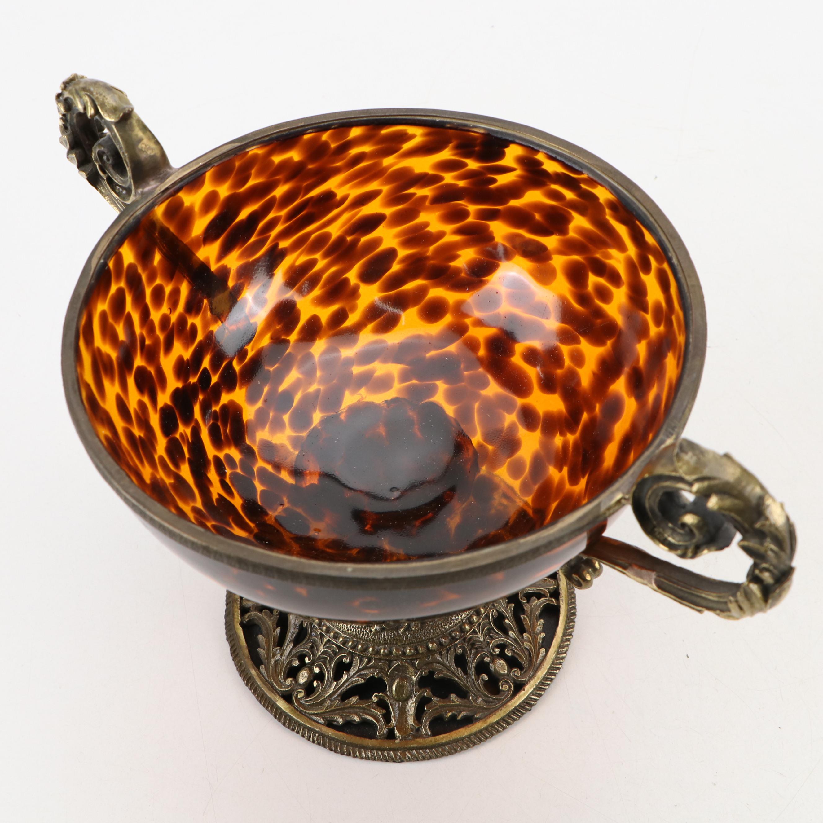 Sarried Ormolu Mounted Tortoiseshell Glass Urn with Art Glass Disk
