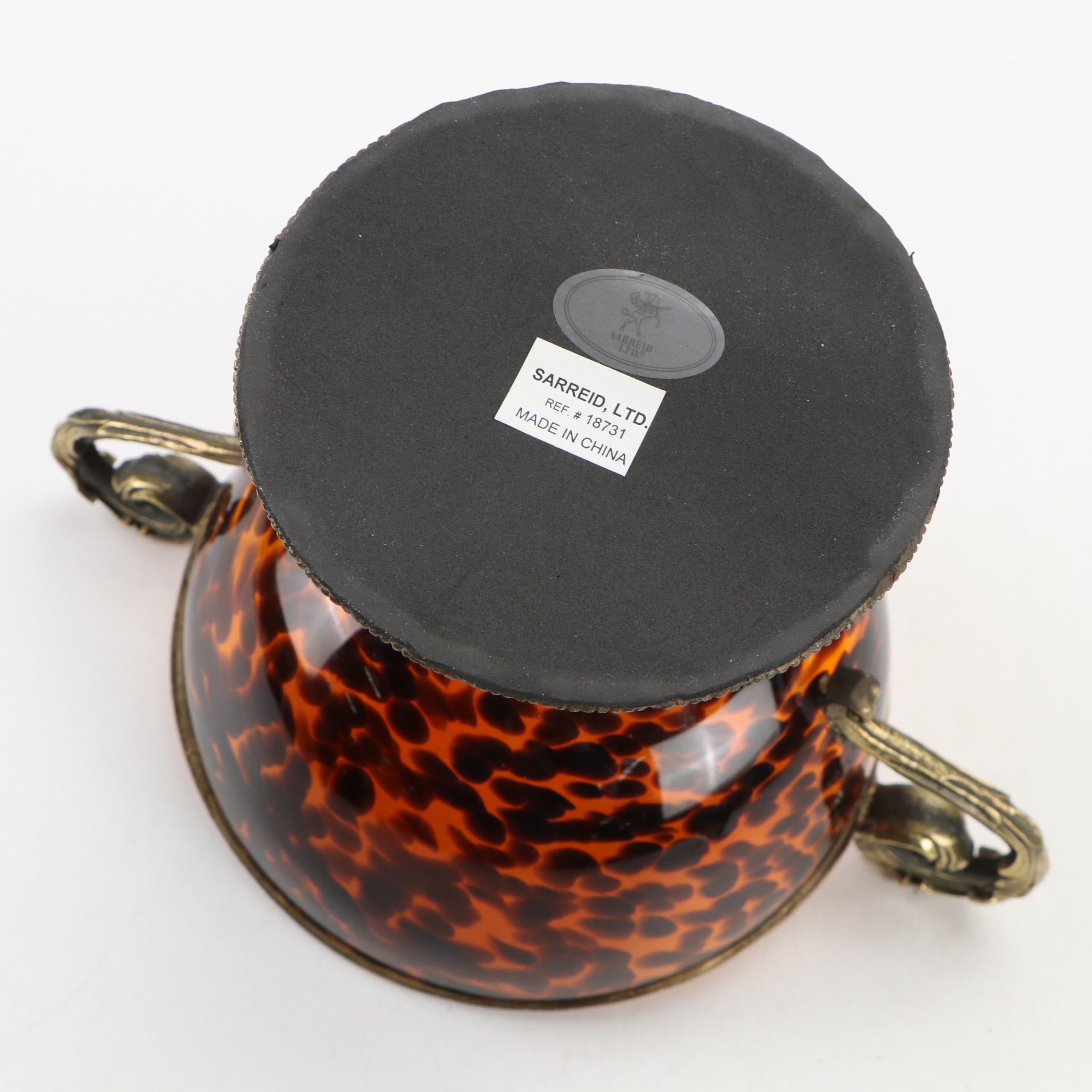 Sarried Ormolu Mounted Tortoiseshell Glass Urn with Art Glass Disk