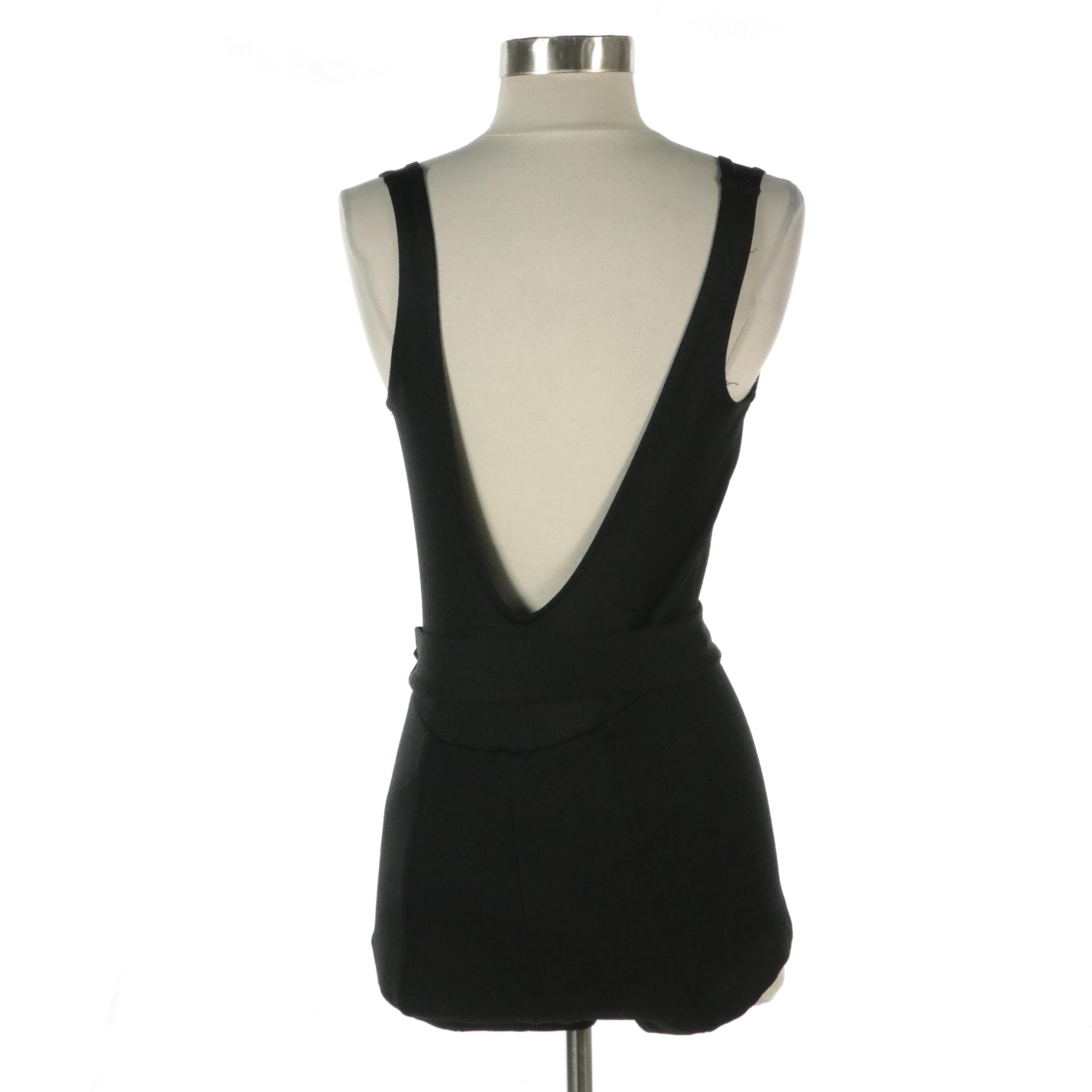 Sleeveless Belted V-Neck Romper in Black