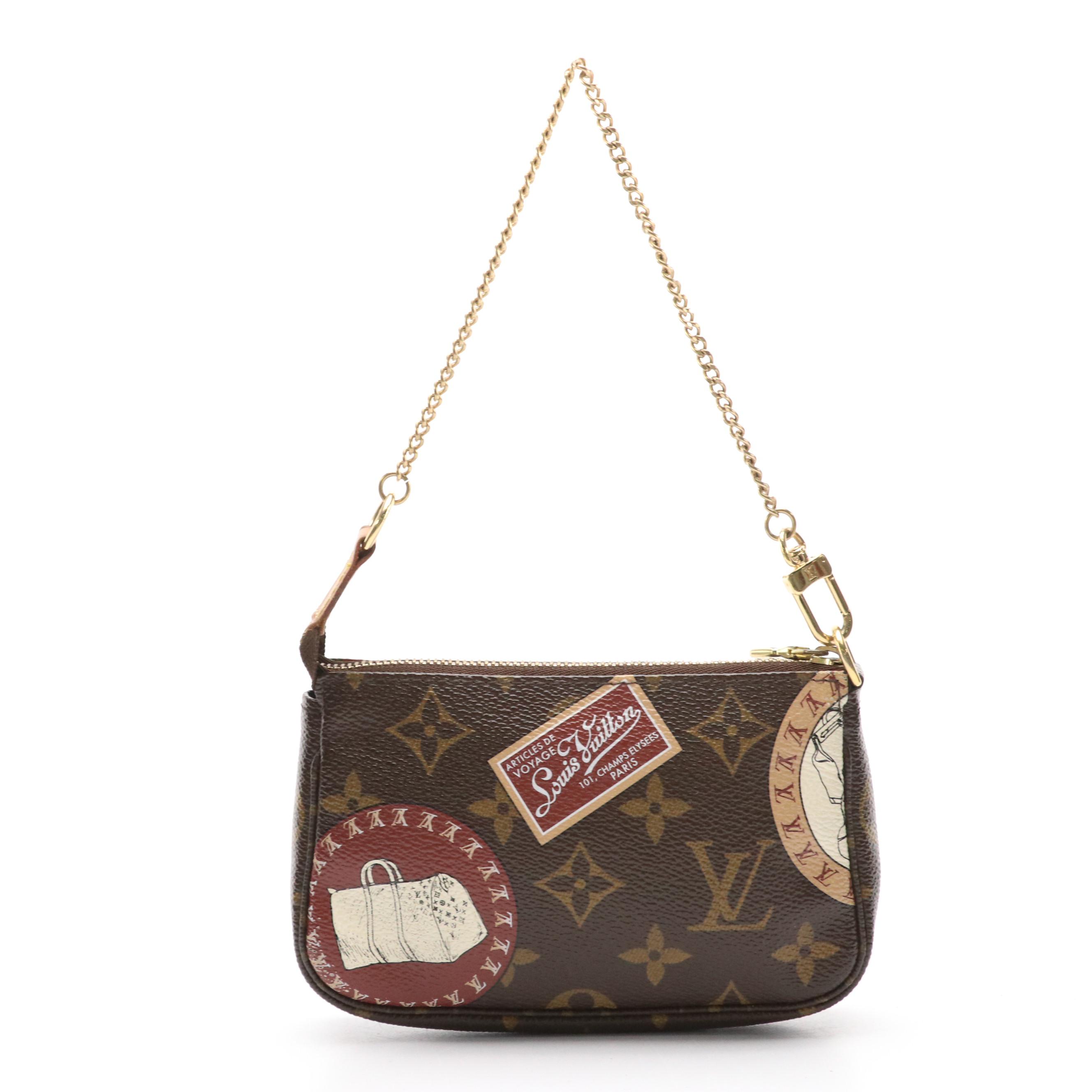 Louis Vuitton Mini Pochette Accessoires in Travel Print Monogram Canvas