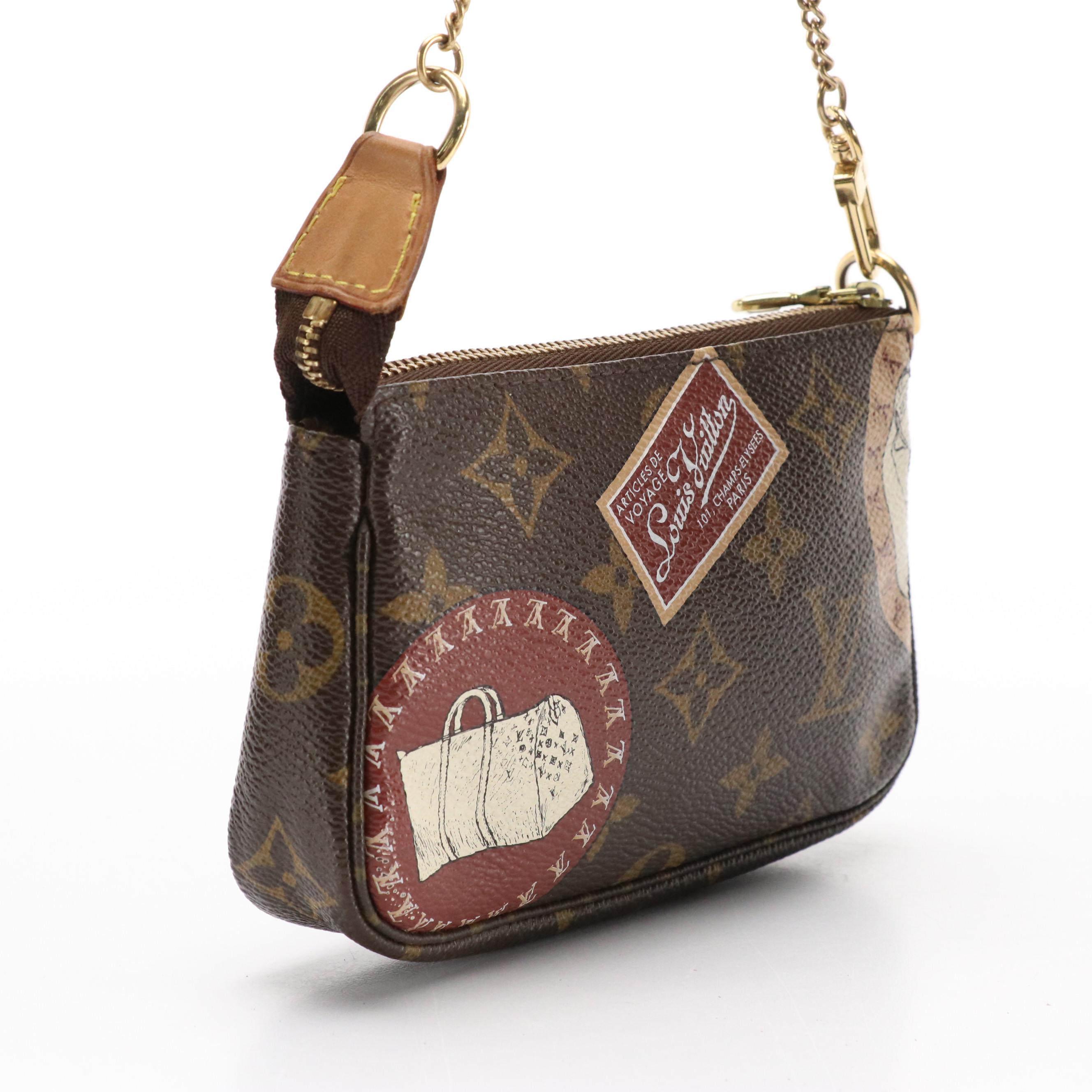 Louis Vuitton Mini Pochette Accessoires in Travel Print Monogram Canvas