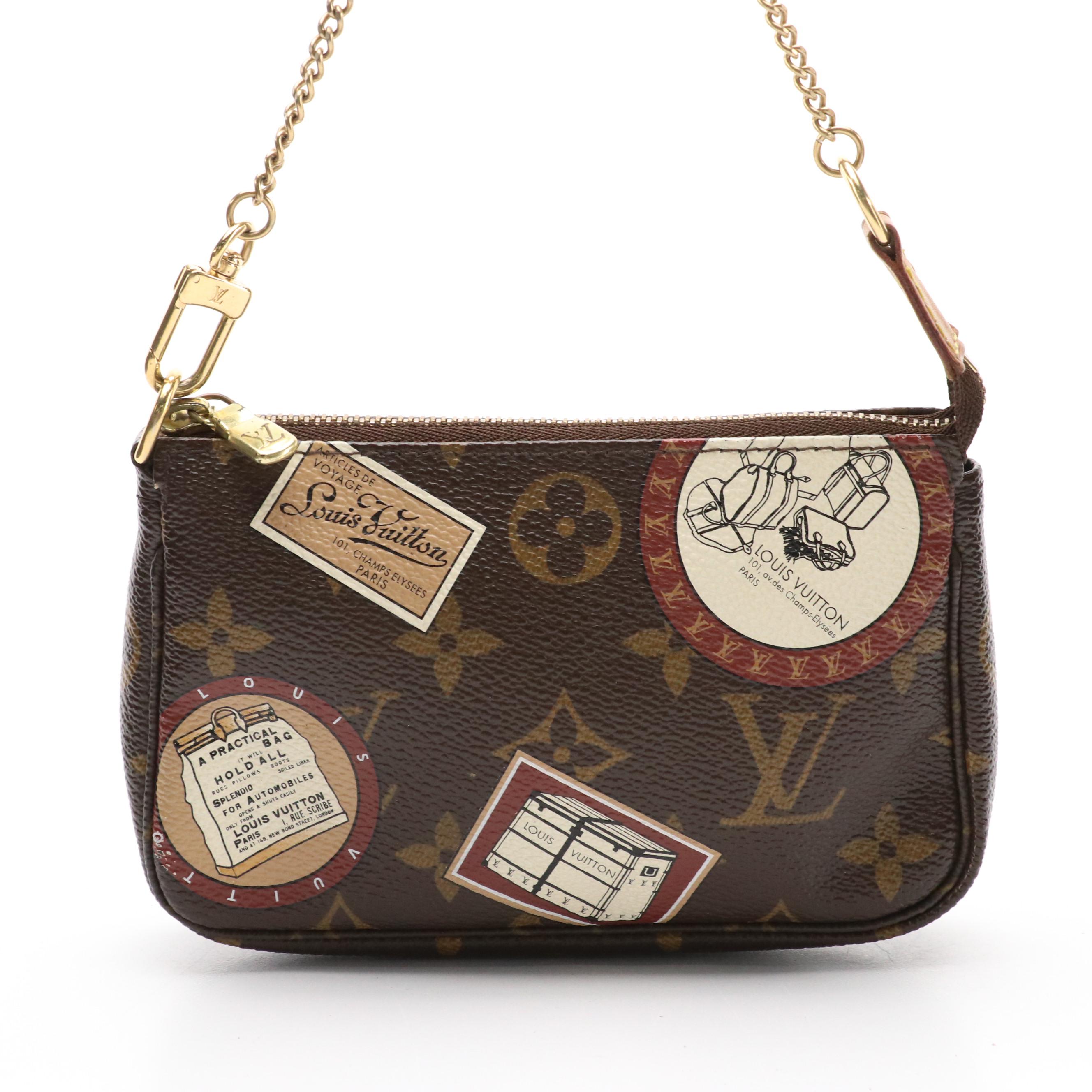 Louis Vuitton Mini Pochette Accessoires in Travel Print Monogram Canvas
