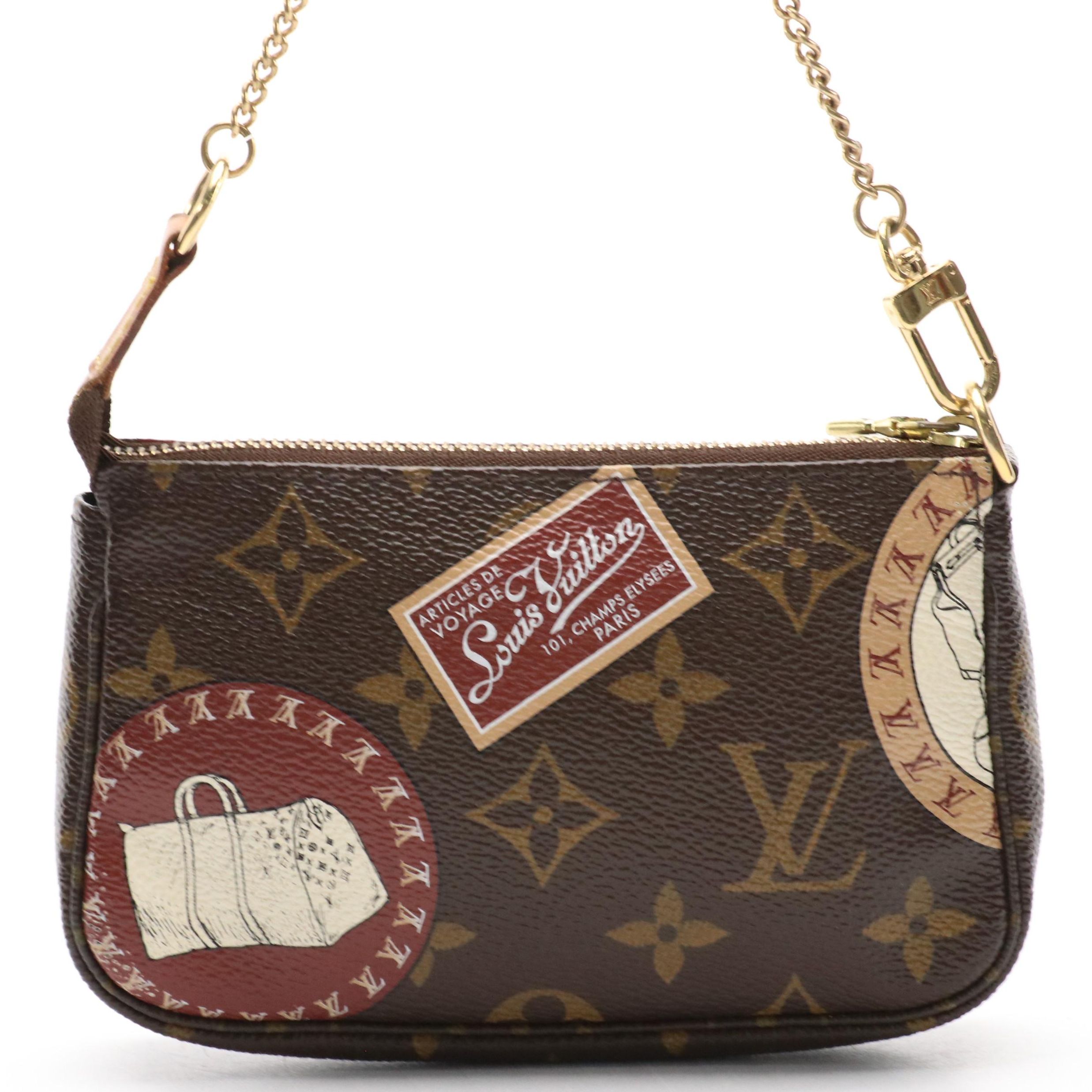 Louis Vuitton Mini Pochette Accessoires in Travel Print Monogram Canvas