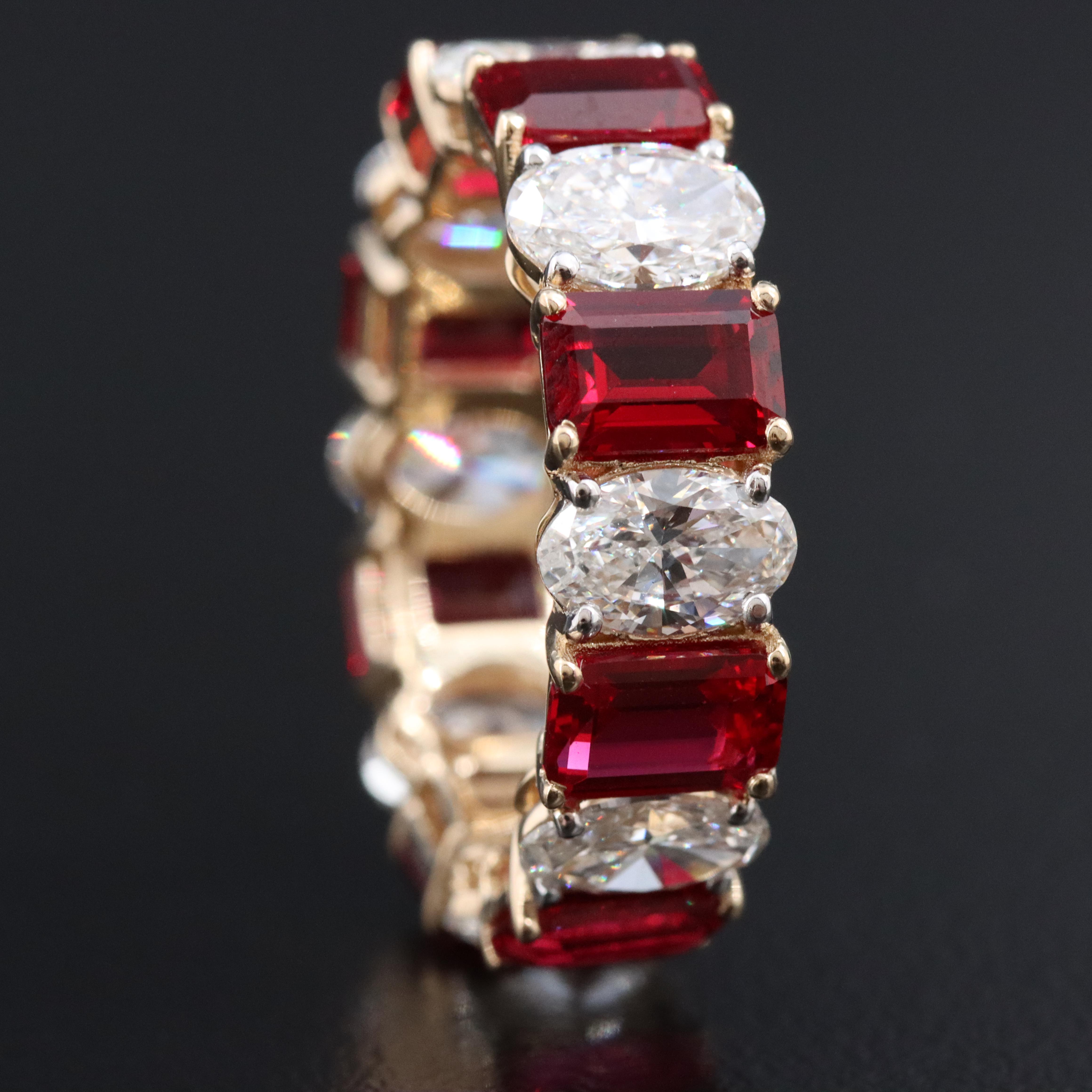 14K 5.58 CTW Ruby and 3.91 CTW Lab Grown Diamond Eternity Band