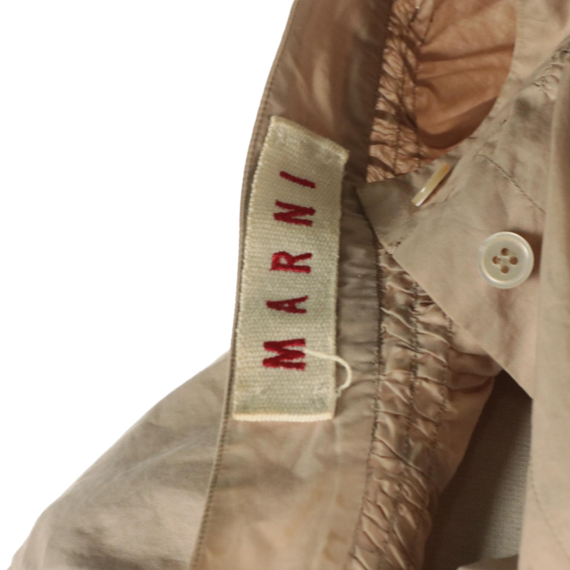 Marni Long Sleeve Button-Down Blouses in Yellow/White Polka Dots & Brown Cotton