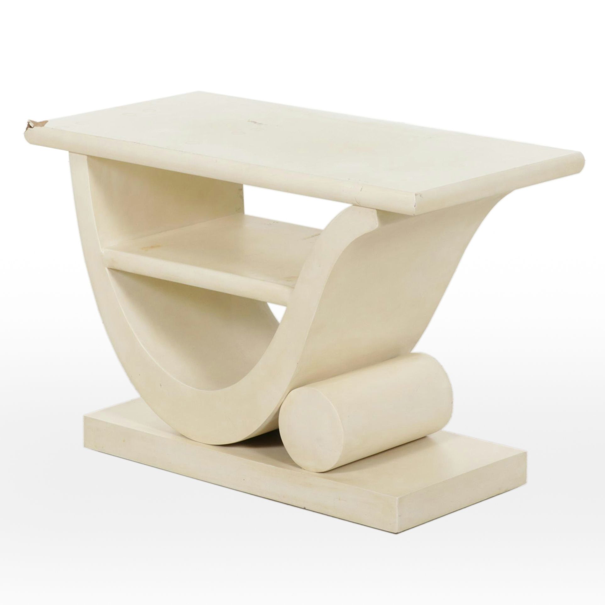 Modern Off White Console Table with Storage Shelf