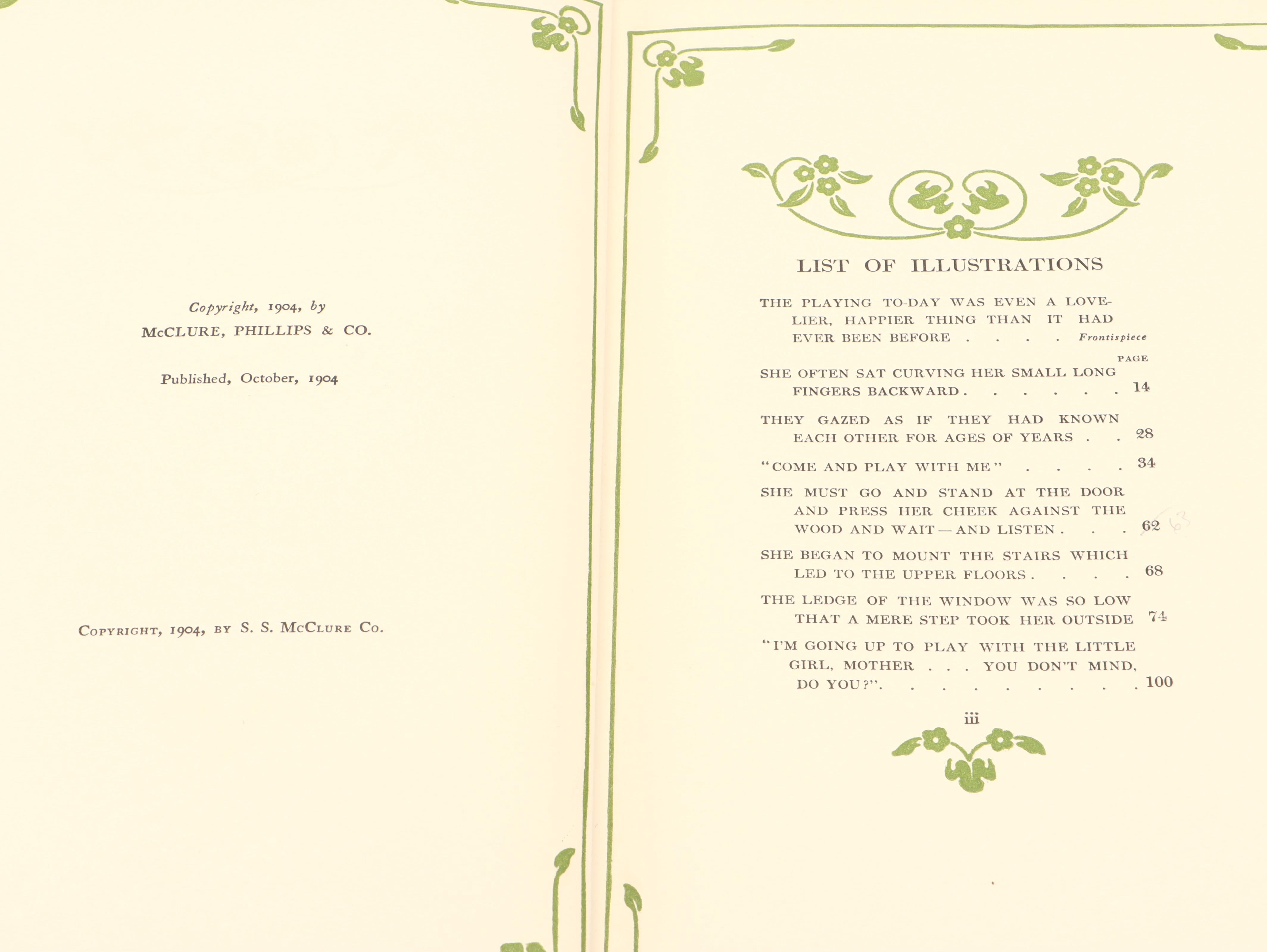 First Edition "In the Closed Room" by Frances Hodgson Burnett, 1904