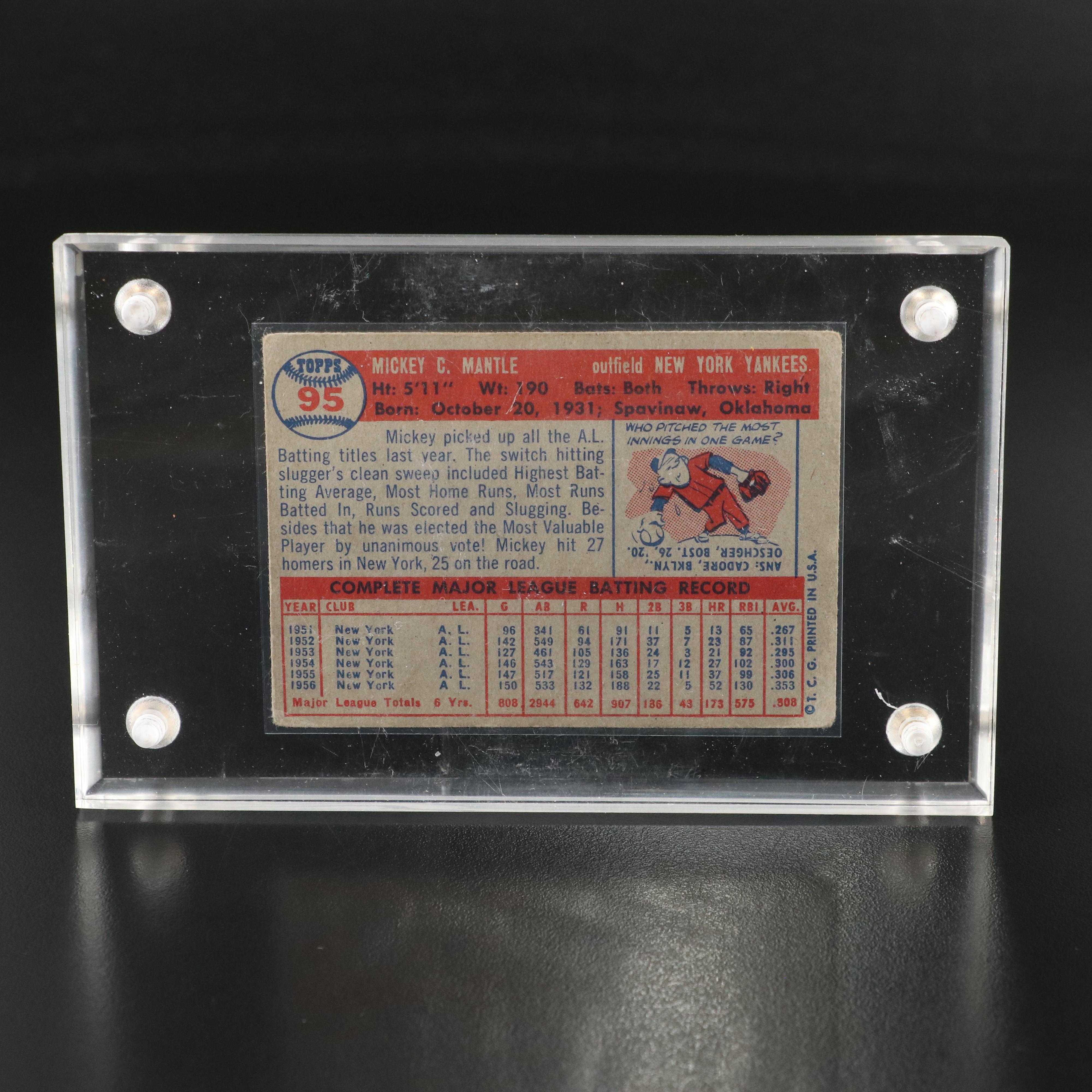 1957 Topps Mickey Mantle New York Yankees Baseball Card