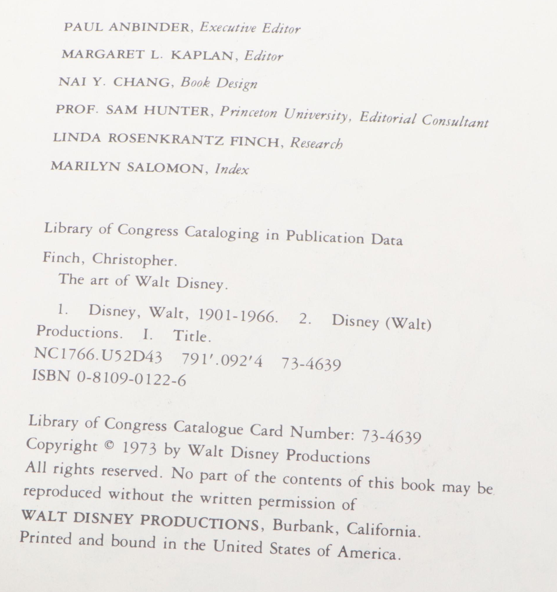 First Edition "The Art of Walt Disney" by Christopher Finch, 1973