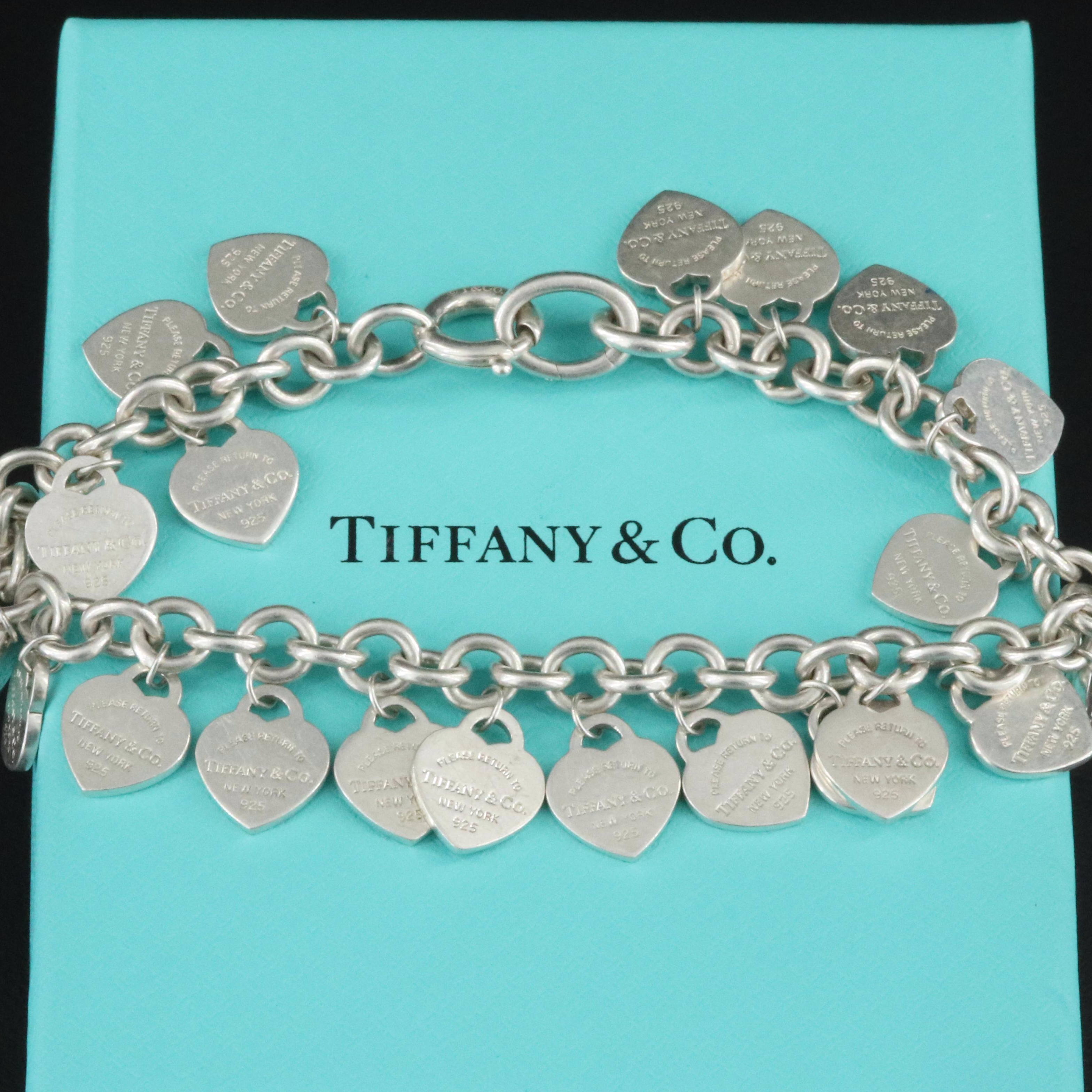 Tiffany & Co. Return to Tiffany Sterling Multi Heart Tag Charm Bracelet