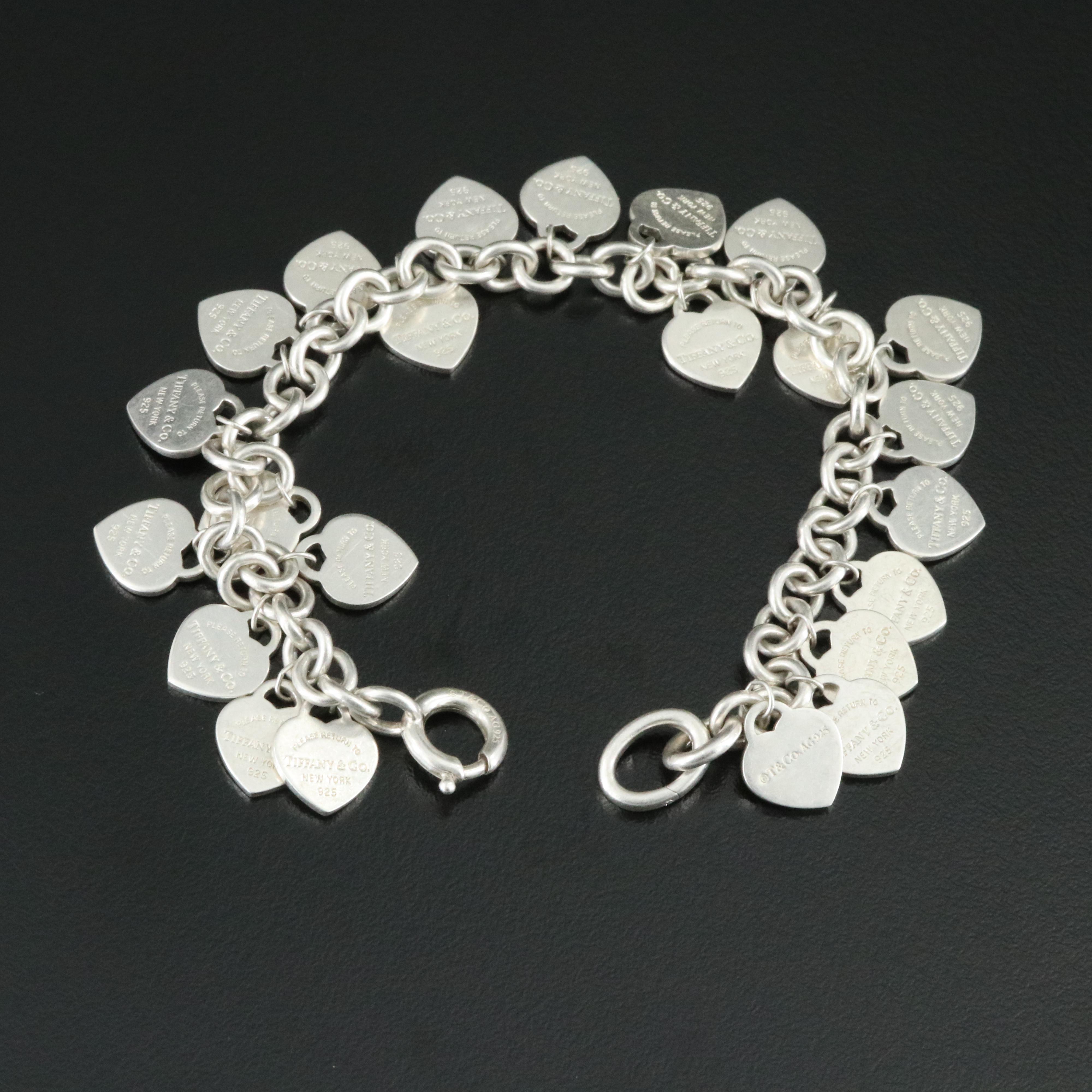 Tiffany & Co. Return to Tiffany Sterling Multi Heart Tag Charm Bracelet
