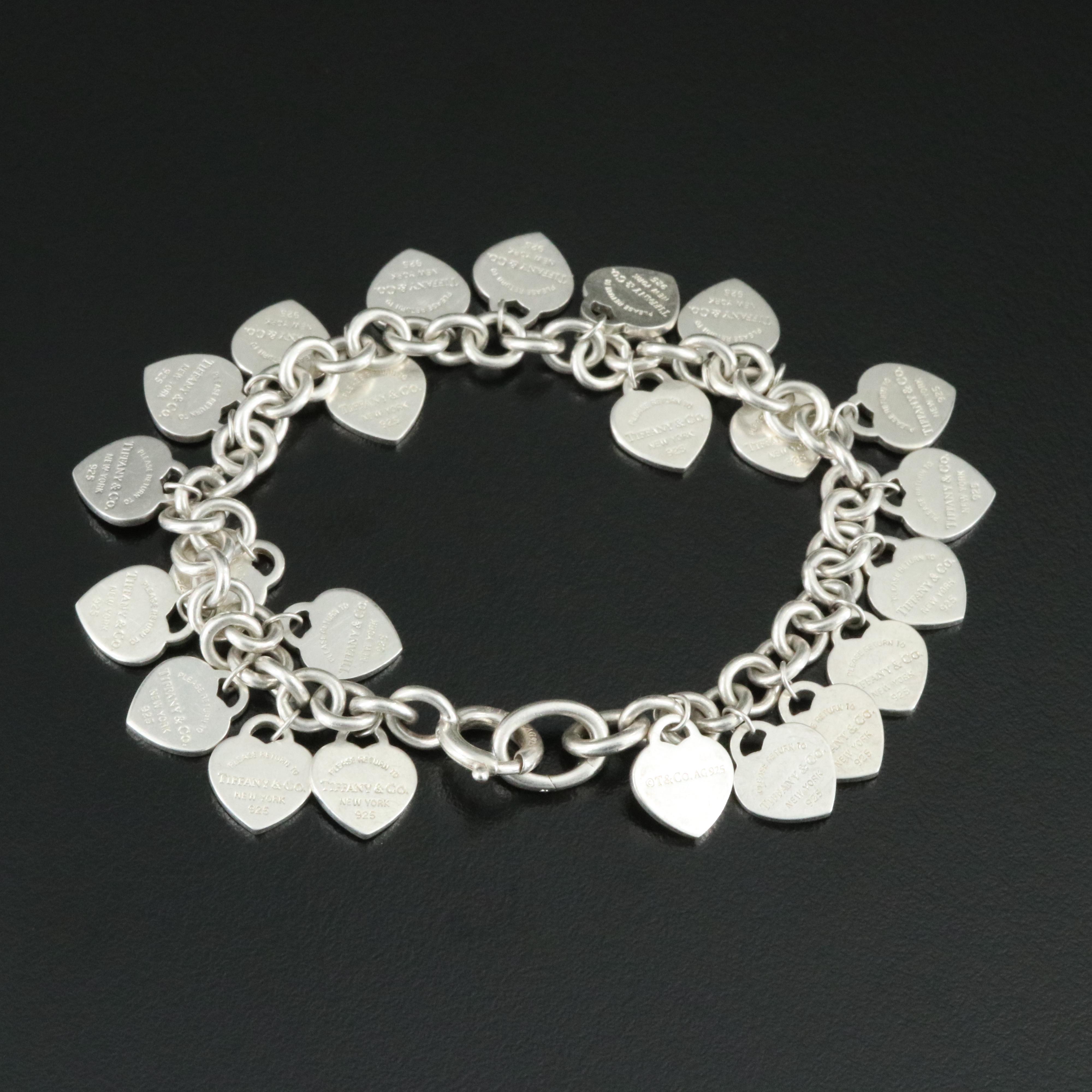 Tiffany & Co. Return to Tiffany Sterling Multi Heart Tag Charm Bracelet