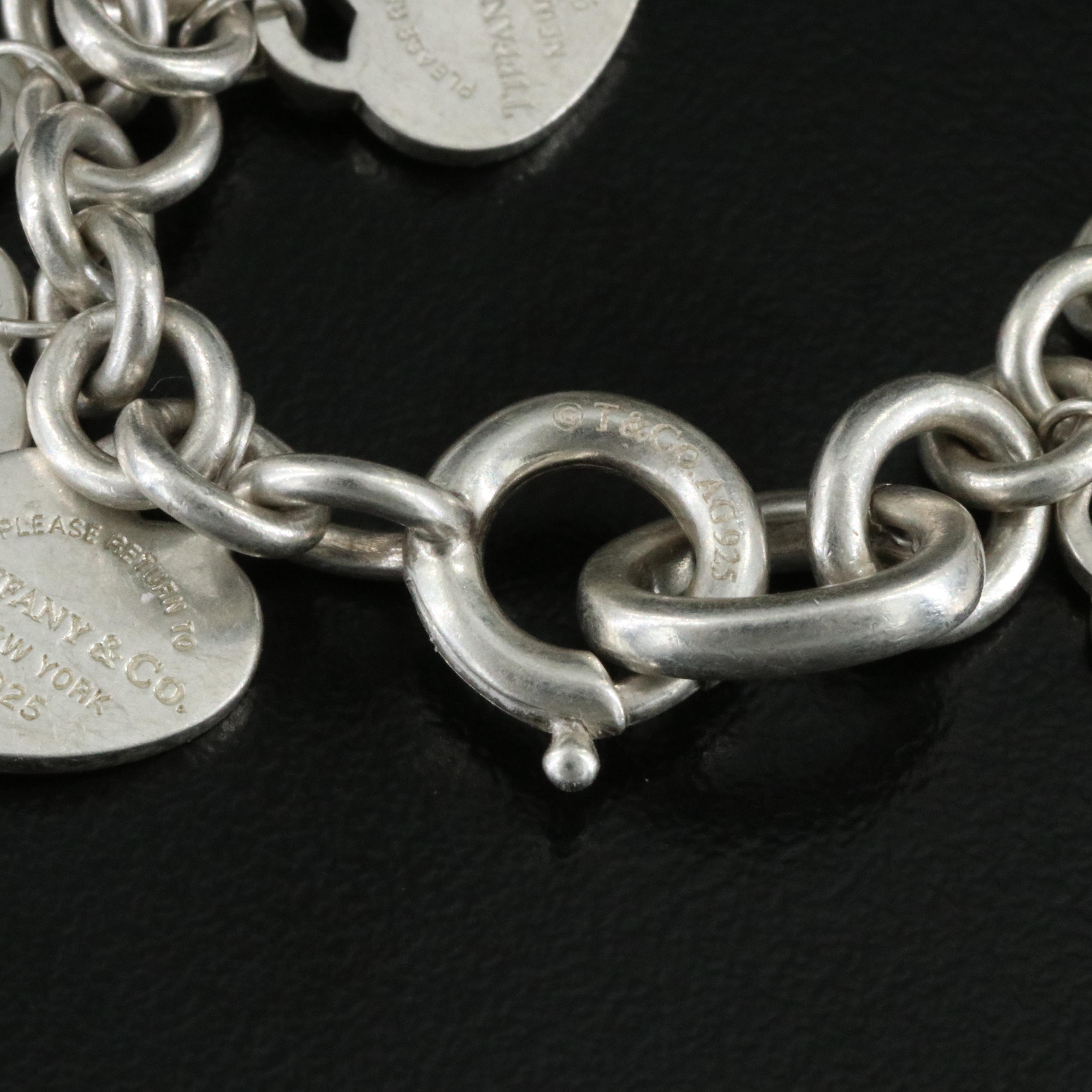 Tiffany & Co. Return to Tiffany Sterling Multi Heart Tag Charm Bracelet