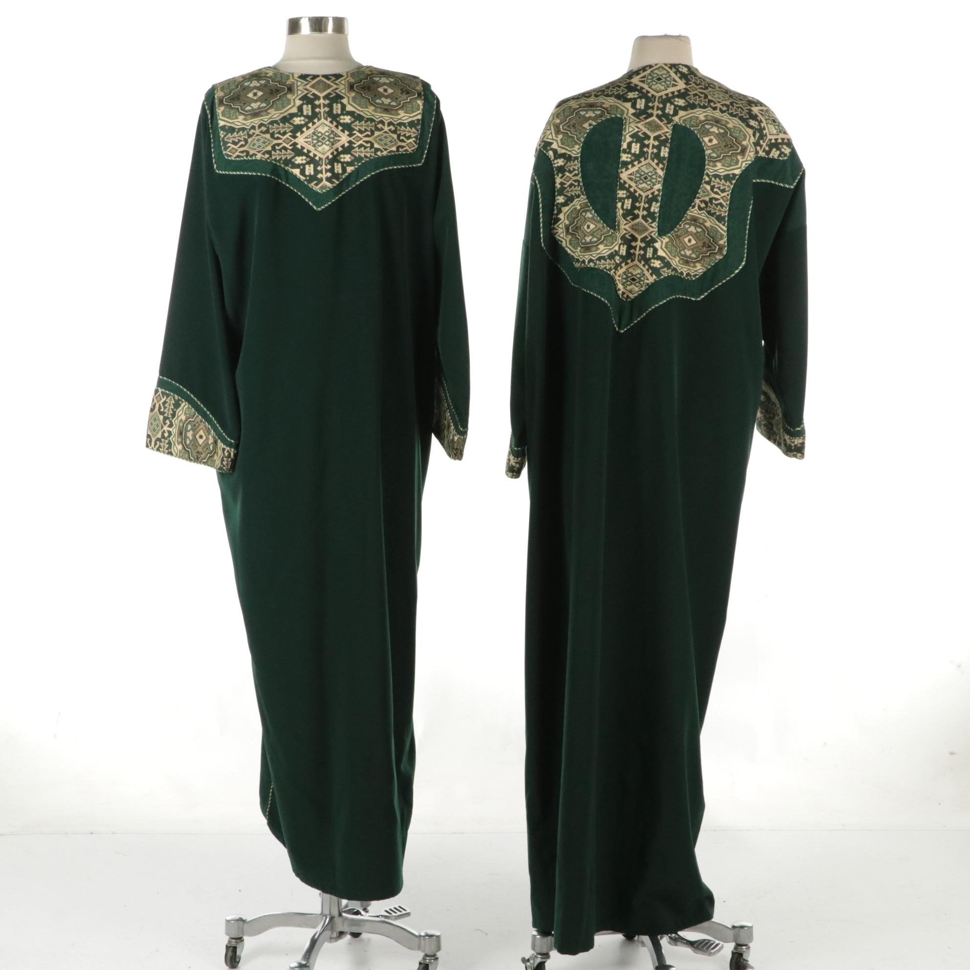 Dark Green Tapestry Patchwork Maxi Kaftan and Dress Set