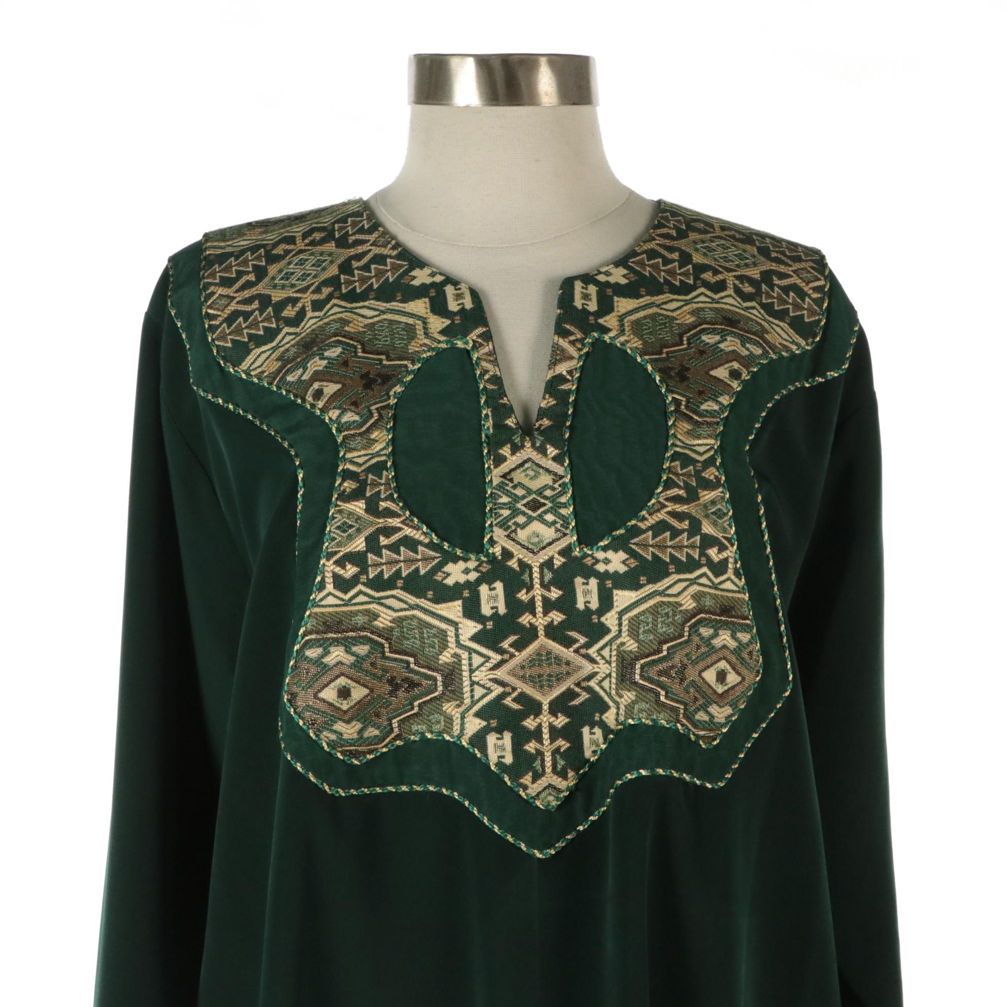 Dark Green Tapestry Patchwork Maxi Kaftan and Dress Set