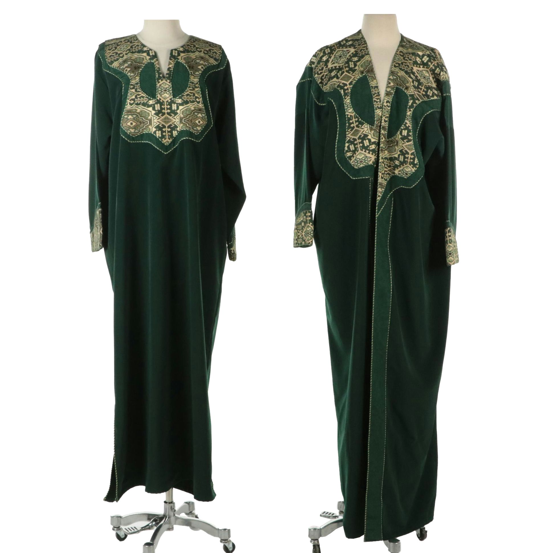 Dark Green Tapestry Patchwork Maxi Kaftan and Dress Set