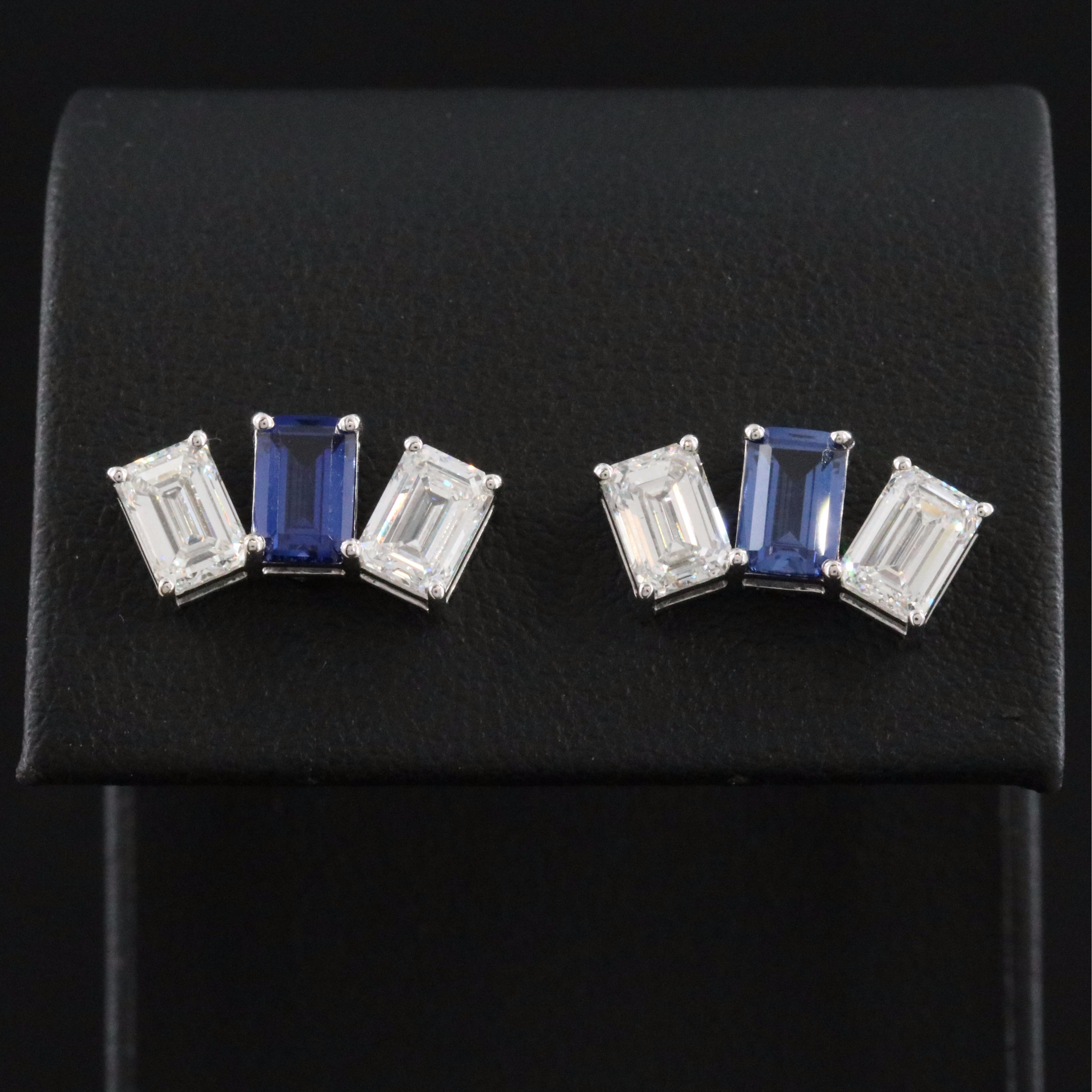 14K 1.34 CTW Sapphire and 2.36 CTW Lab Grown Diamond Earrings