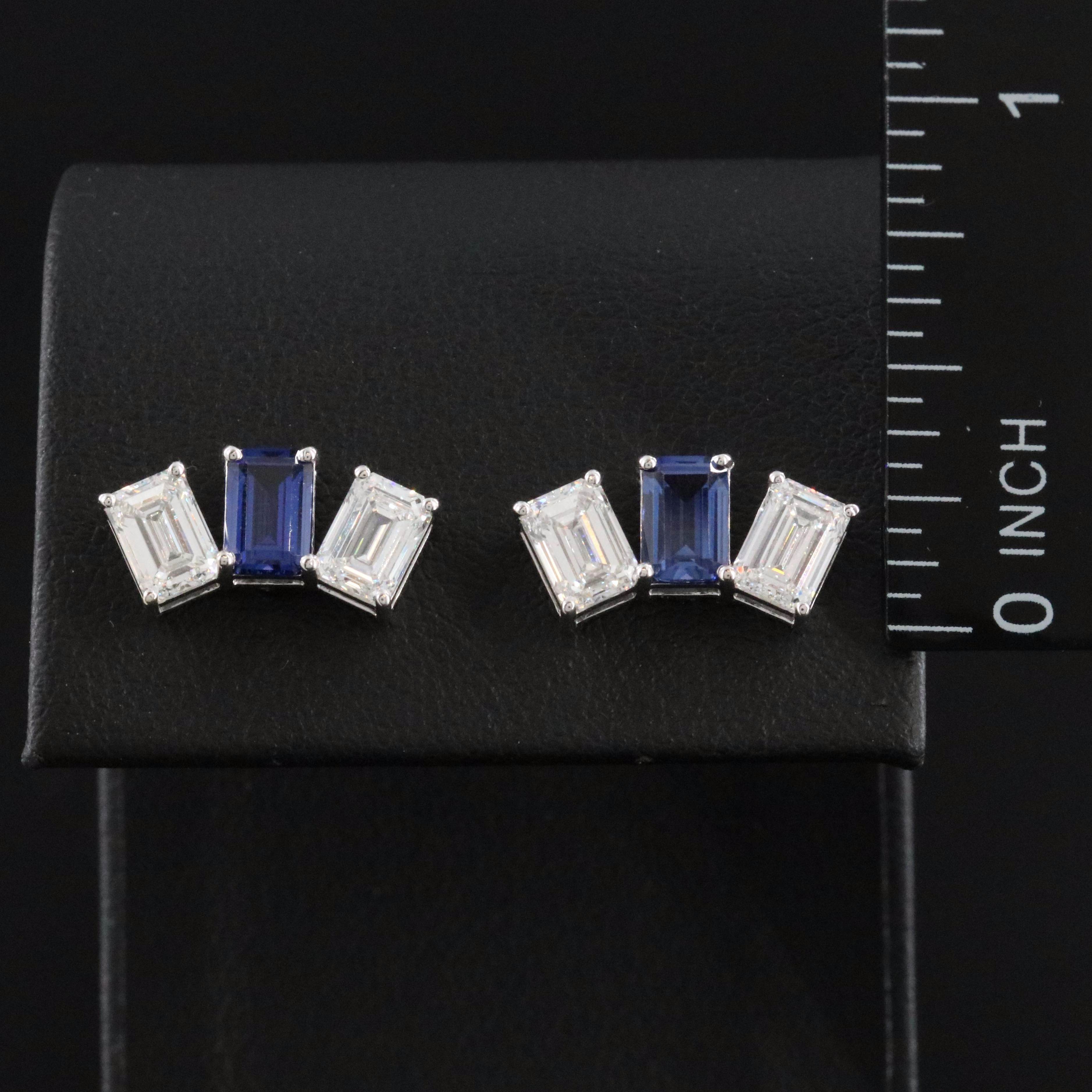 14K 1.34 CTW Sapphire and 2.36 CTW Lab Grown Diamond Earrings