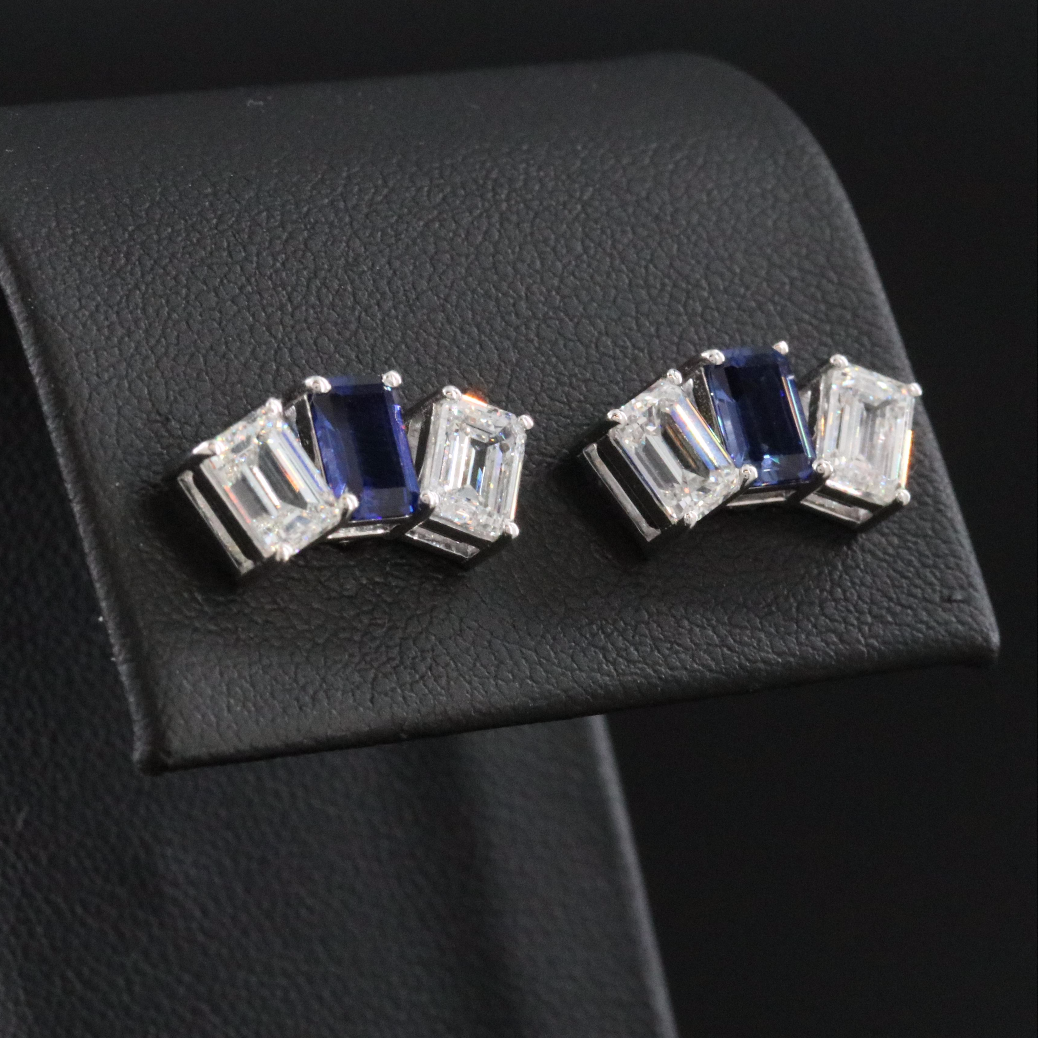 14K 1.34 CTW Sapphire and 2.36 CTW Lab Grown Diamond Earrings
