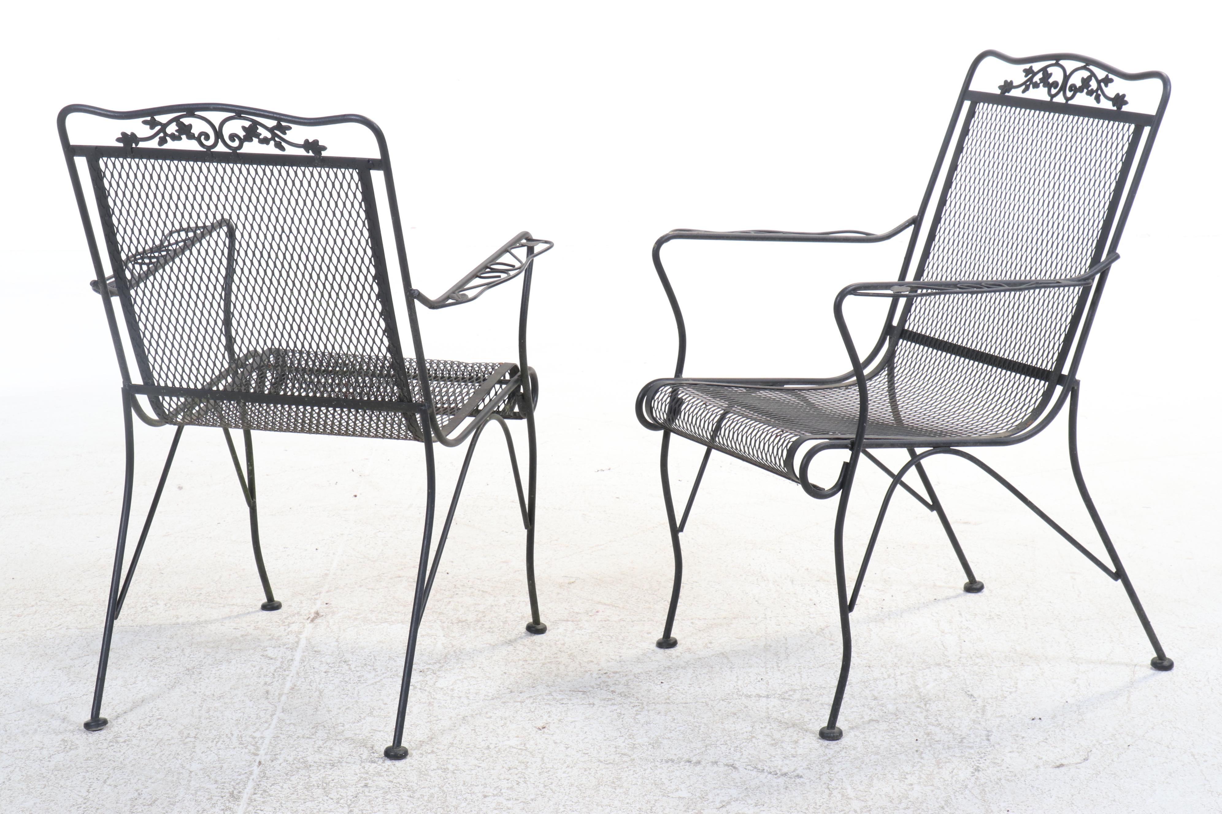 Five-Piece Wrought Iron Patio Dining Set with Umbrella and Stand