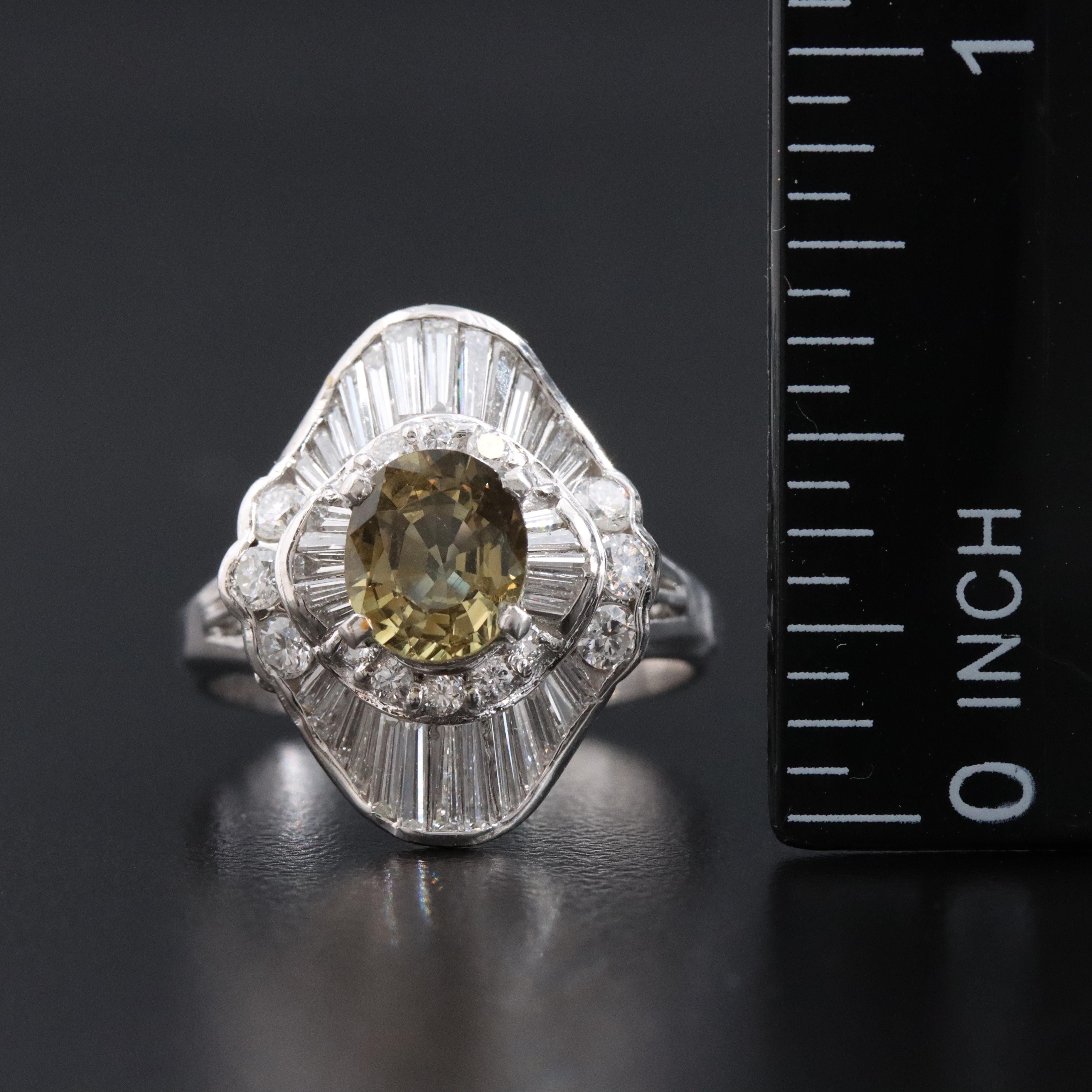 Platinum 1.29 CT Alexandrite and 1.08 CTW Diamond Halo Ring