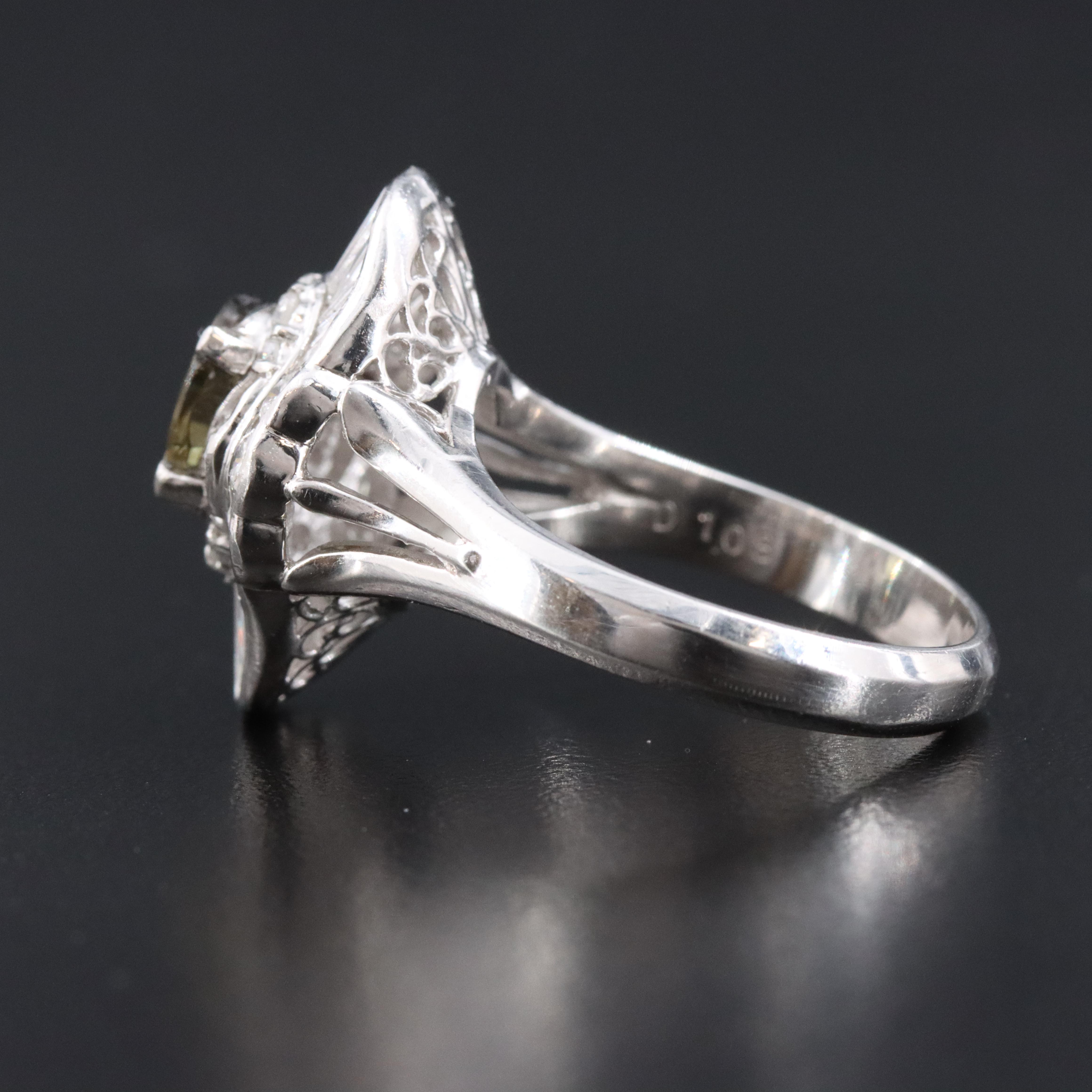 Platinum 1.29 CT Alexandrite and 1.08 CTW Diamond Halo Ring