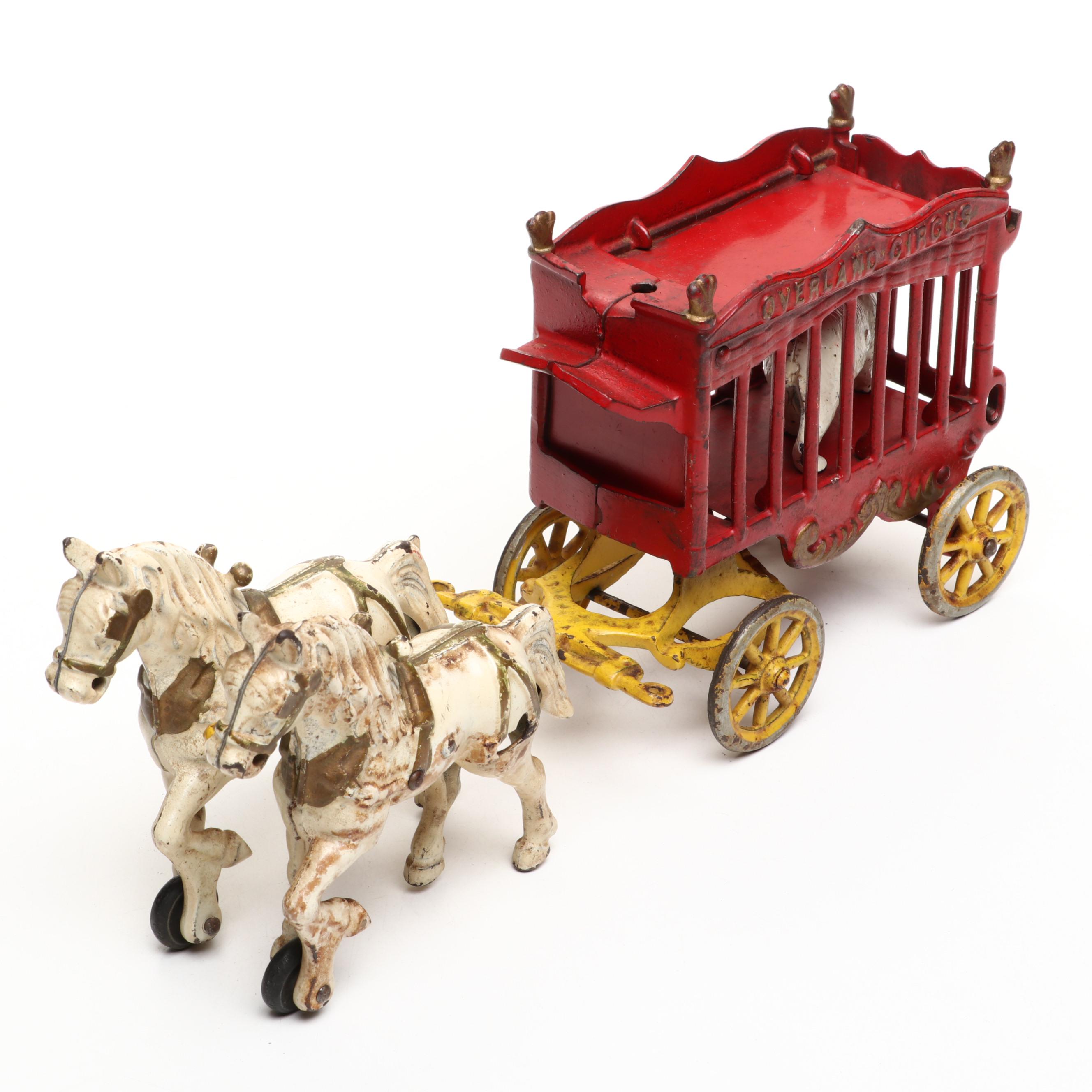 Kenton Cast Iron "Overland Circus" Horse-Drawn Circus Wagon Toy