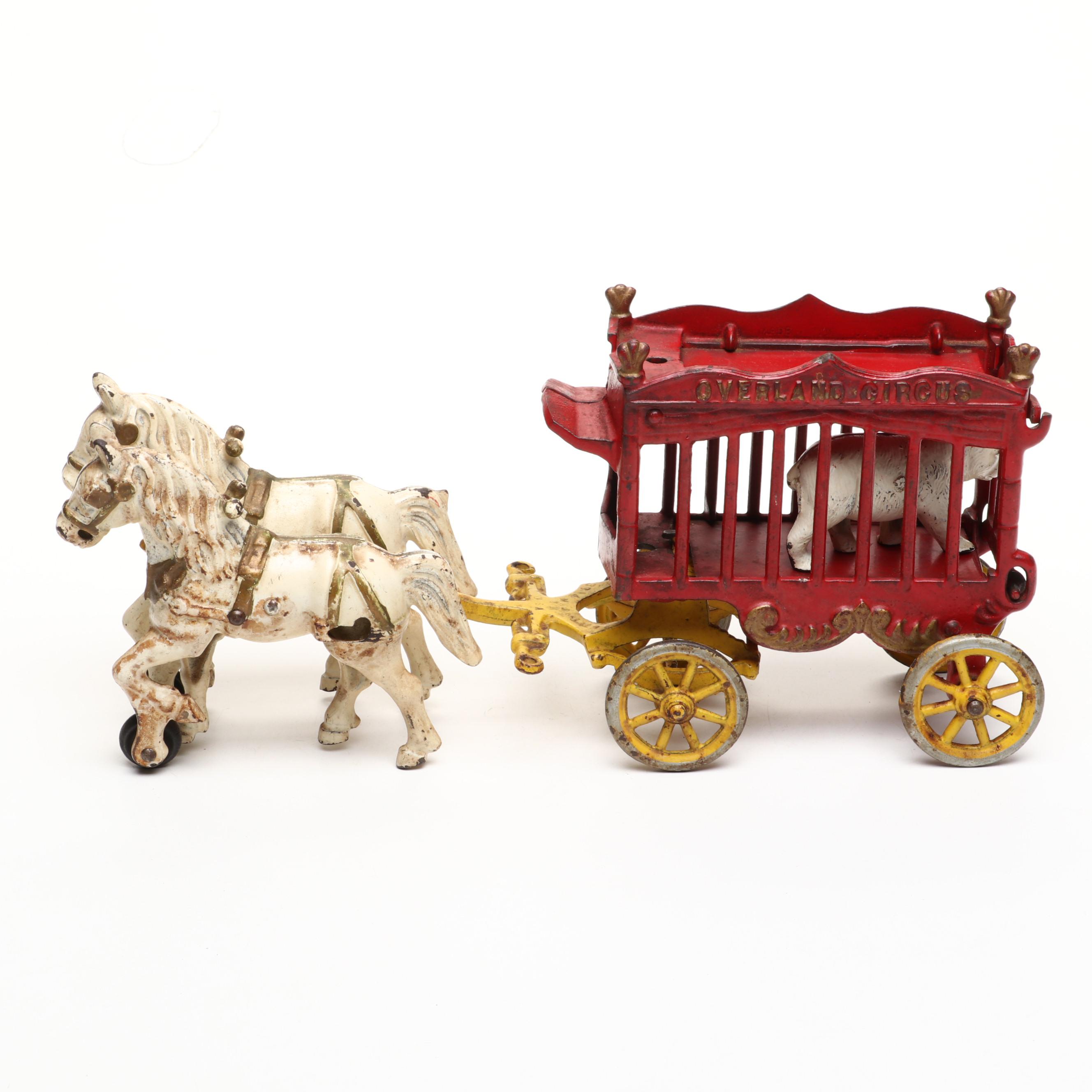 Kenton Cast Iron "Overland Circus" Horse-Drawn Circus Wagon Toy