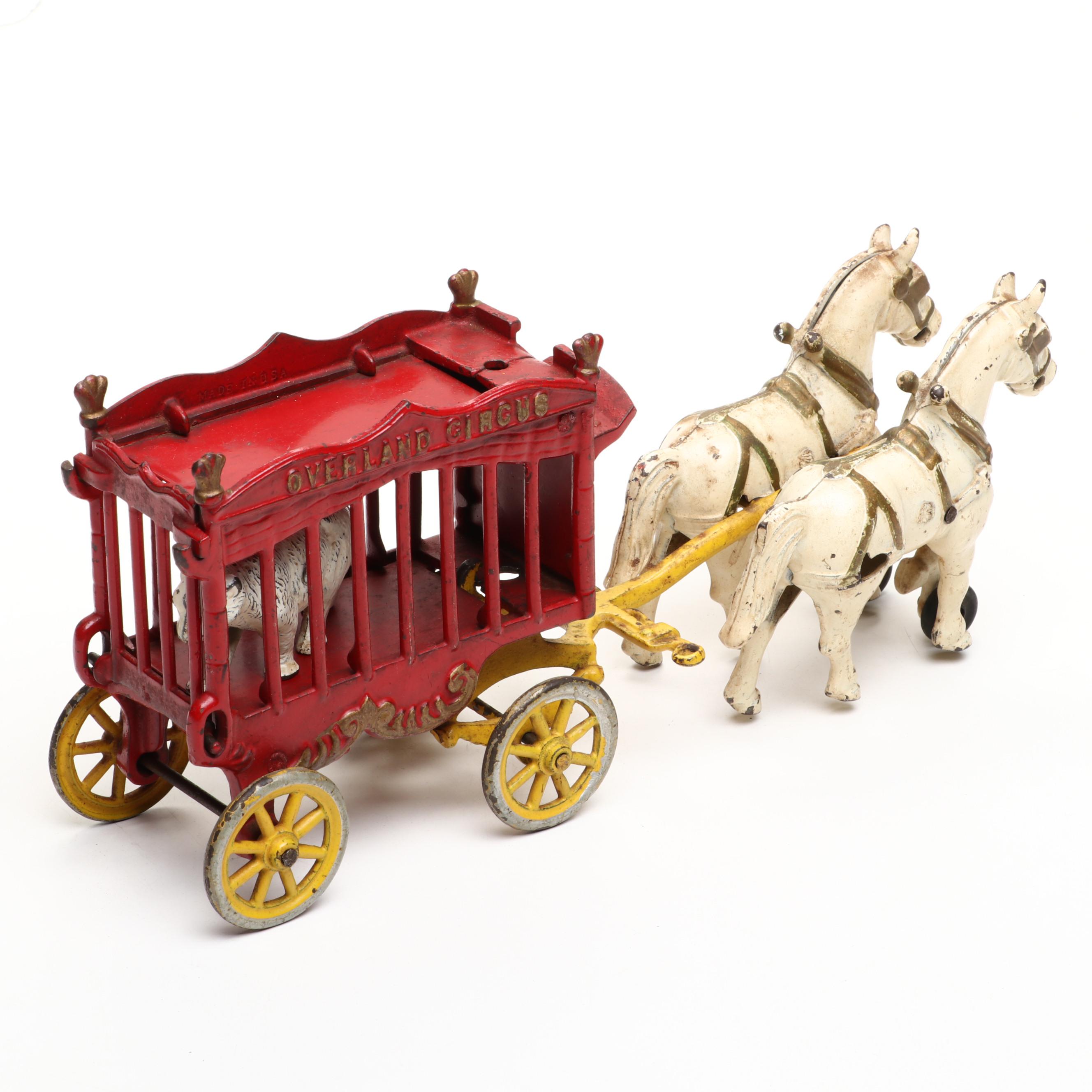 Kenton Cast Iron "Overland Circus" Horse-Drawn Circus Wagon Toy