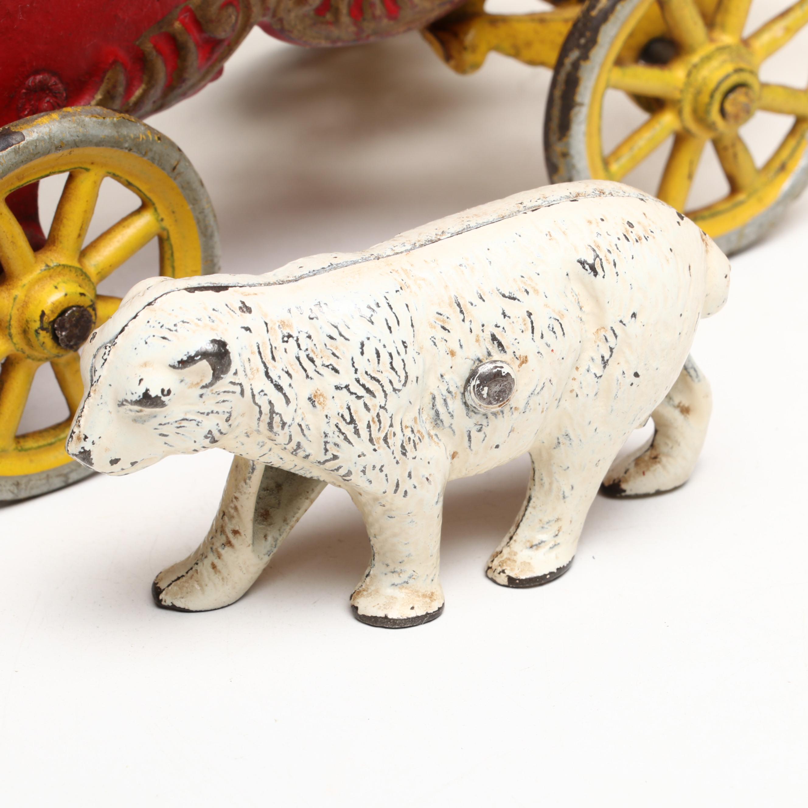 Kenton Cast Iron "Overland Circus" Horse-Drawn Circus Wagon Toy