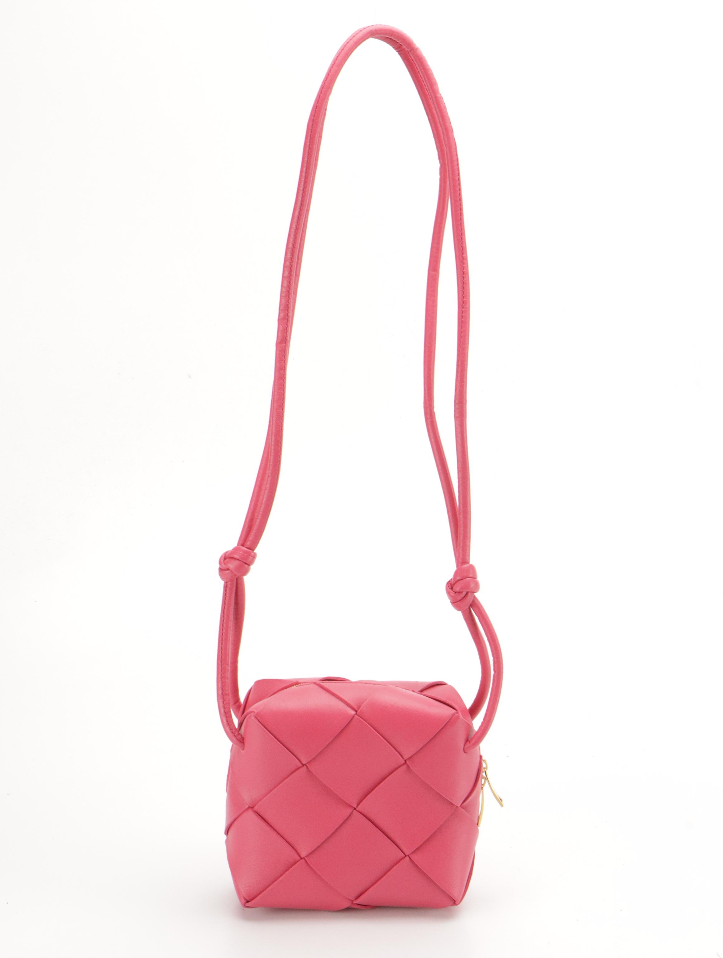 Bottega Veneta Mini Cassette Camera Crossbody in Pink Maxi Intreccatio Leather