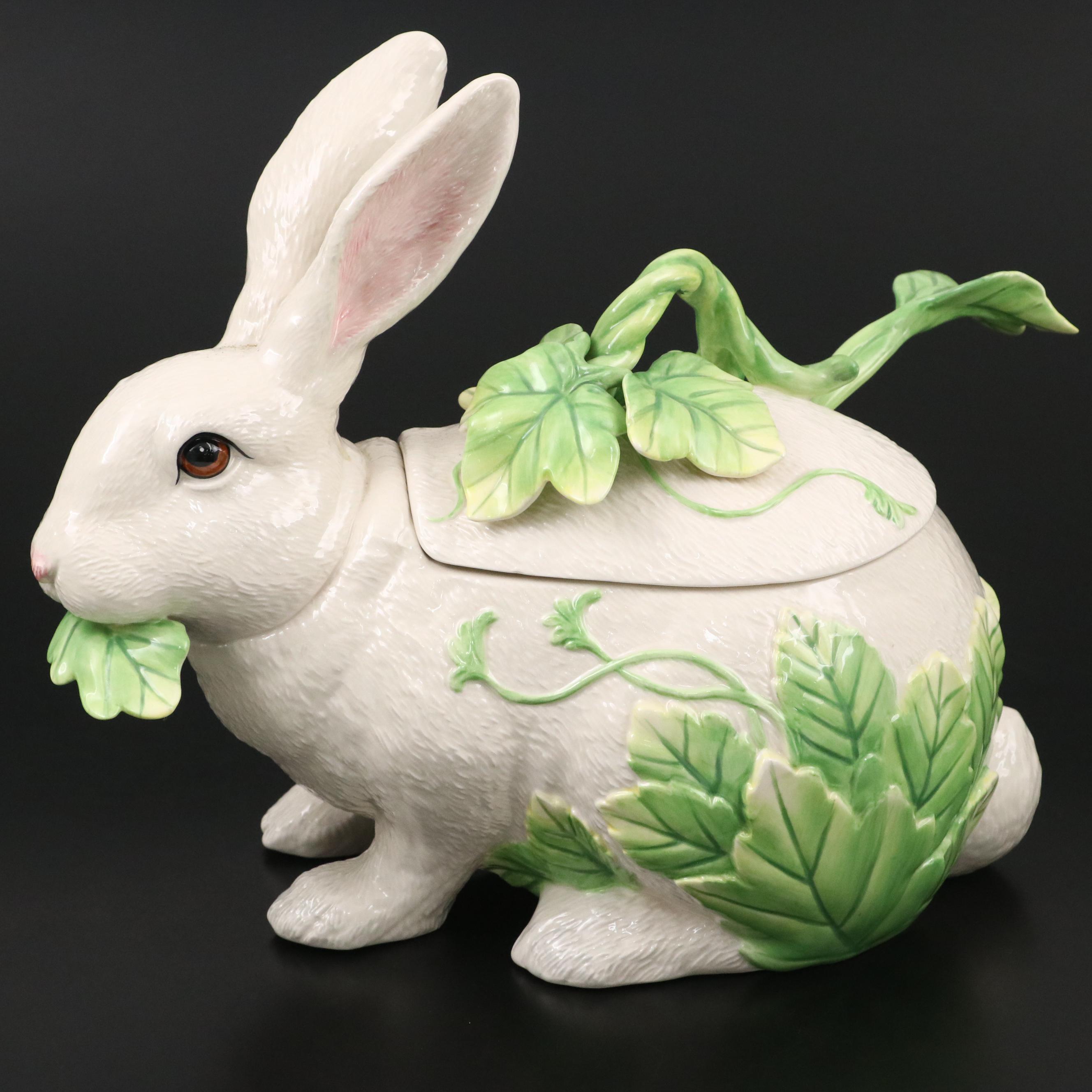 Fitz & Floyd "Le Lapin" Ceramic Soup Tureen and Other Serveware