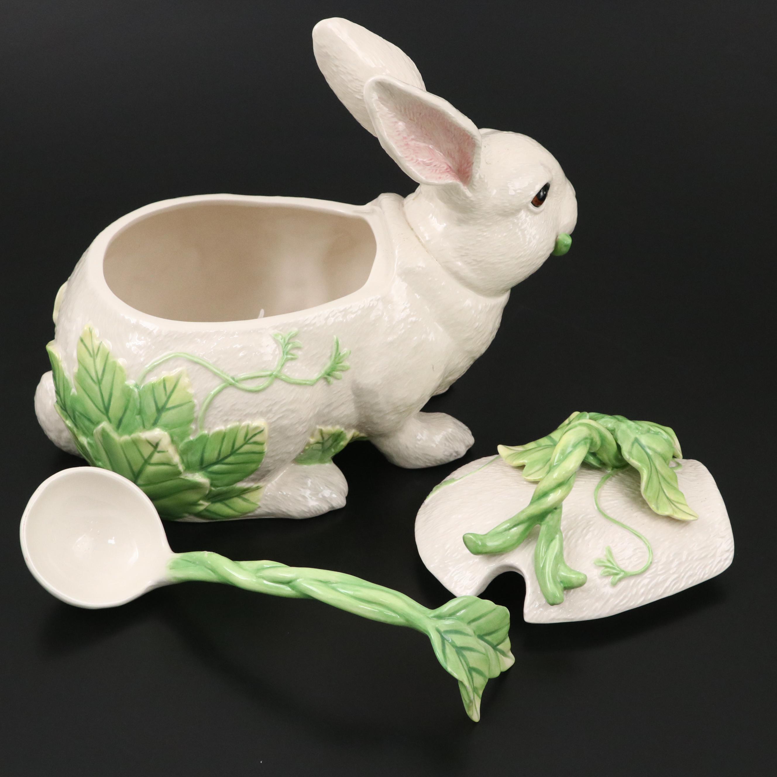 Fitz & Floyd "Le Lapin" Ceramic Soup Tureen and Other Serveware