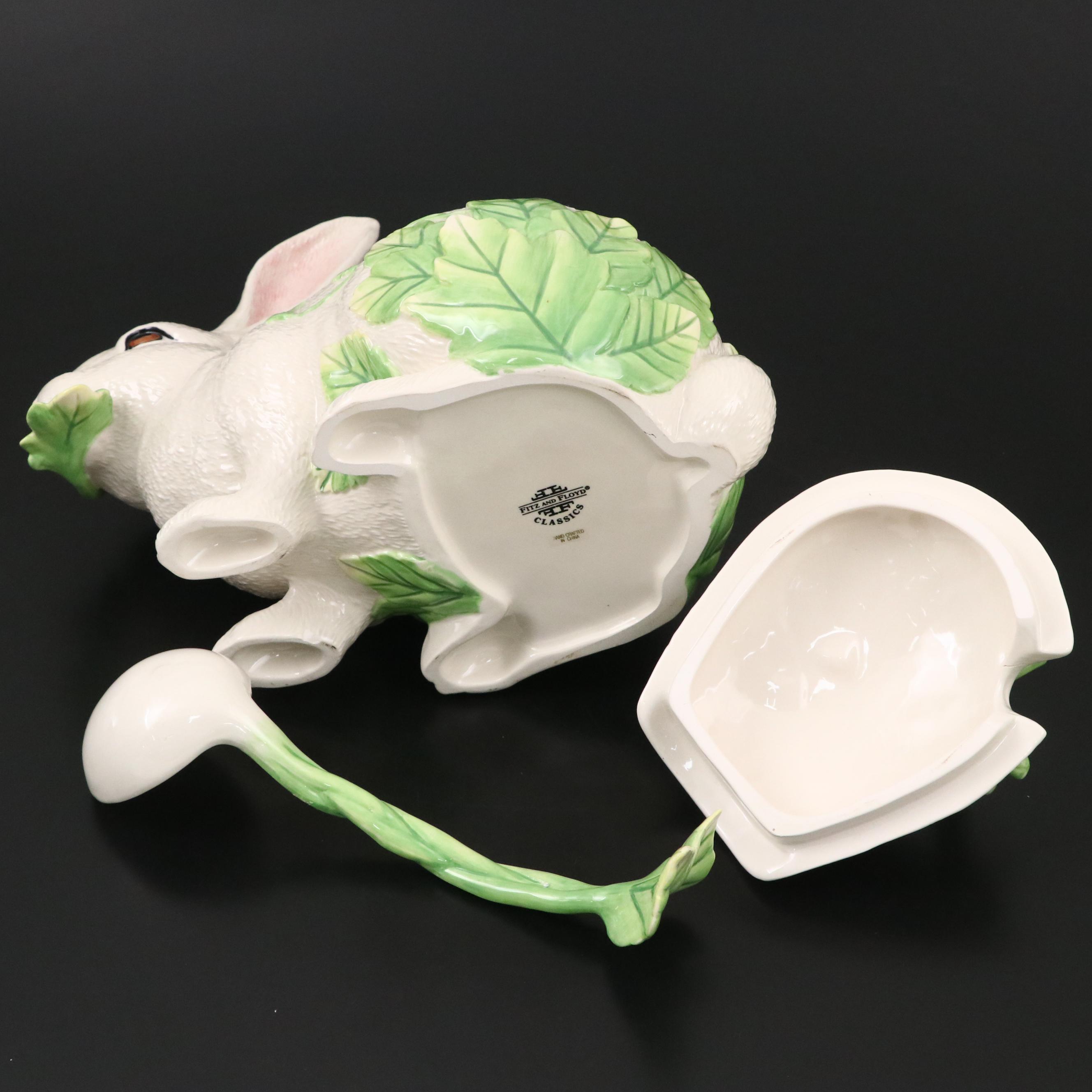 Fitz & Floyd "Le Lapin" Ceramic Soup Tureen and Other Serveware