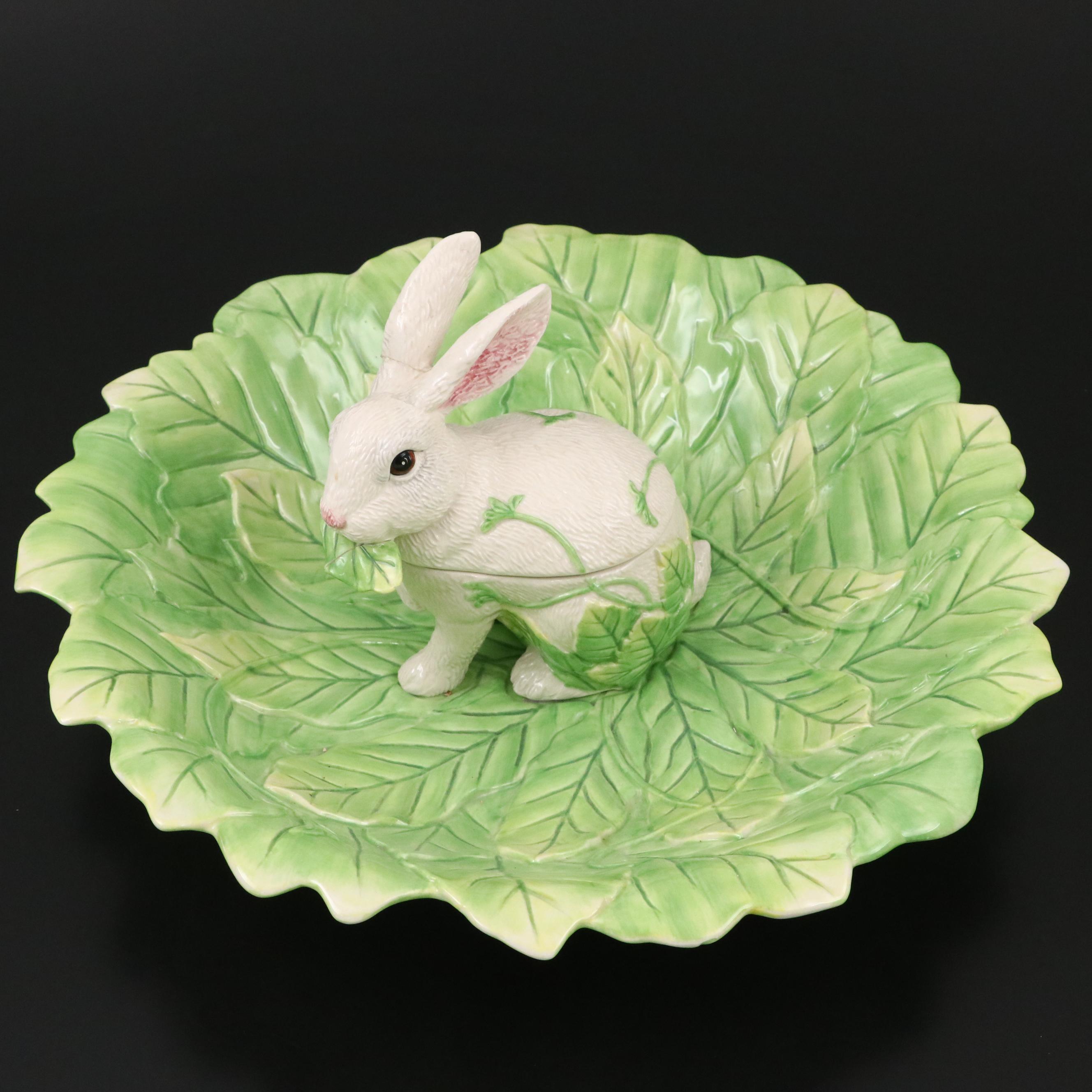 Fitz & Floyd "Le Lapin" Ceramic Soup Tureen and Other Serveware