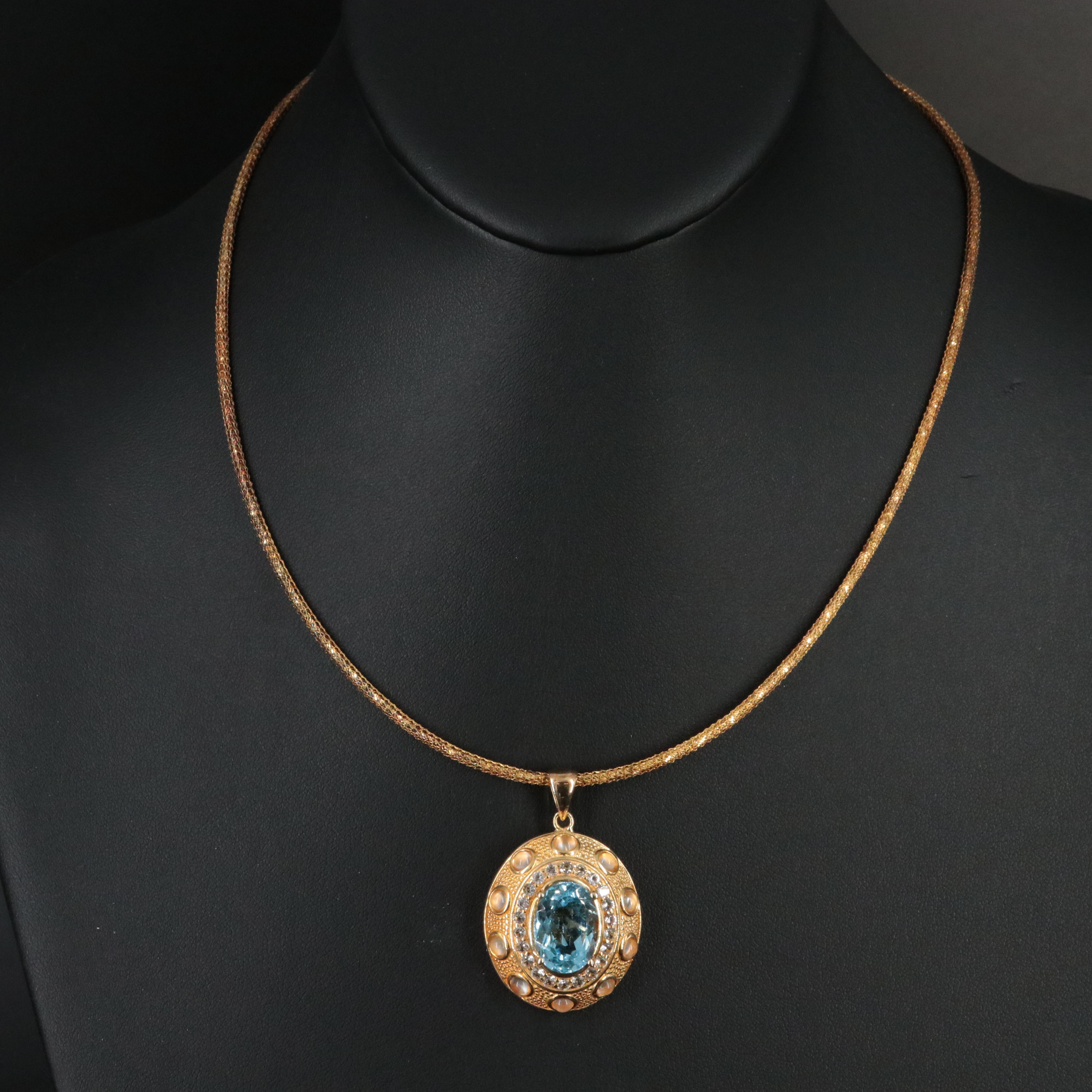 Italian Veronese Sterling Topaz and Moonstone Pendant Necklace