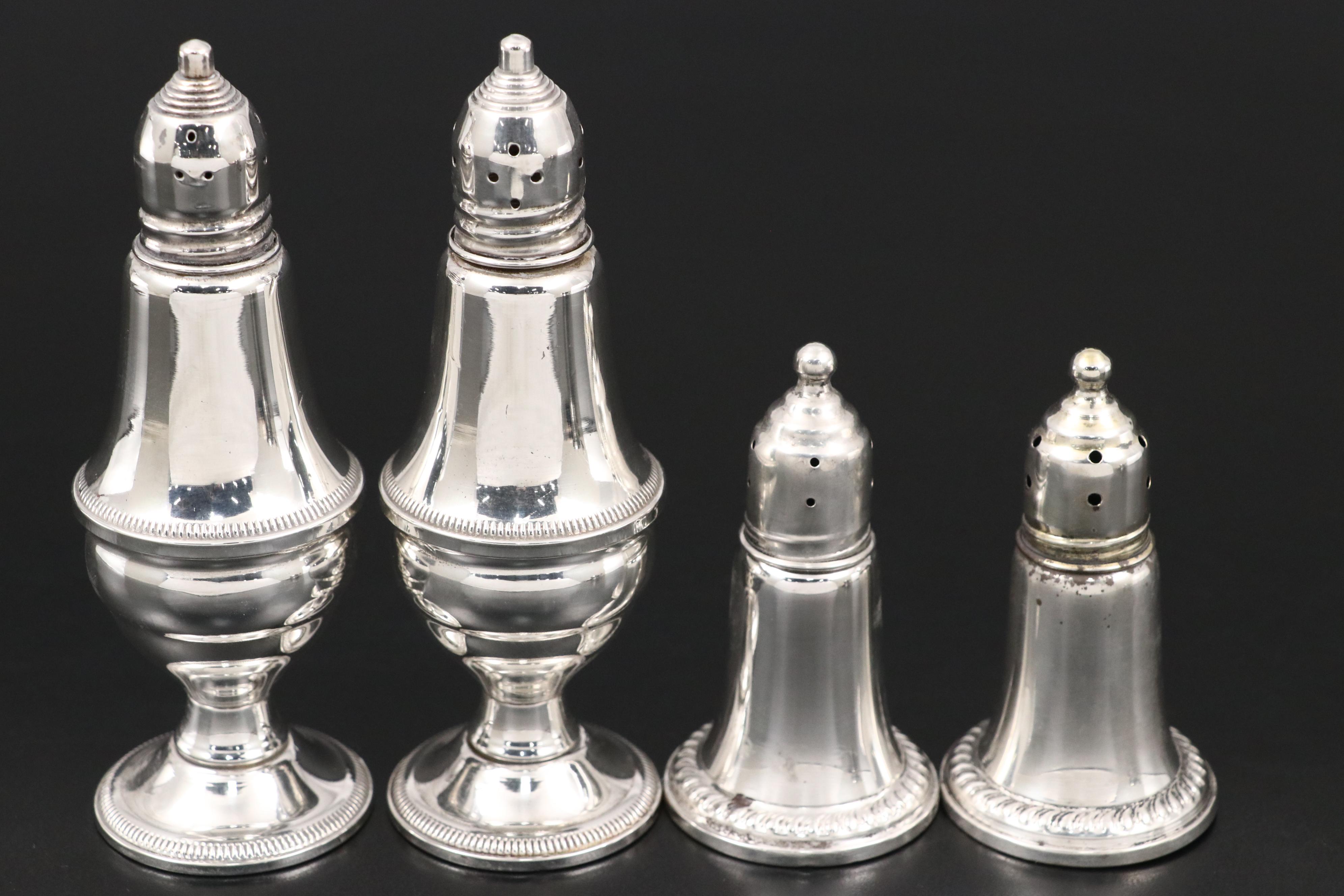 Frank M. Whiting Sterling Silver Creamer and Sugar Bowl with Other Tableware