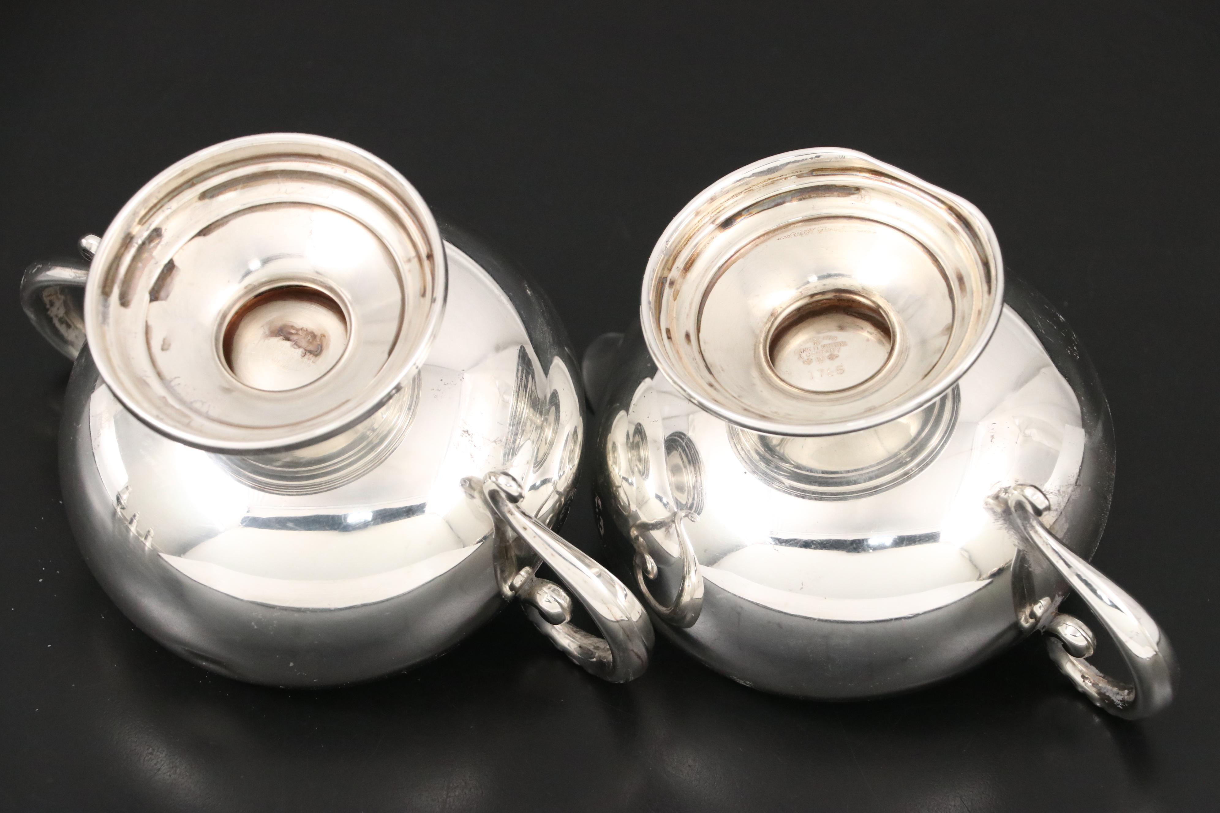 Frank M. Whiting Sterling Silver Creamer and Sugar Bowl with Other Tableware