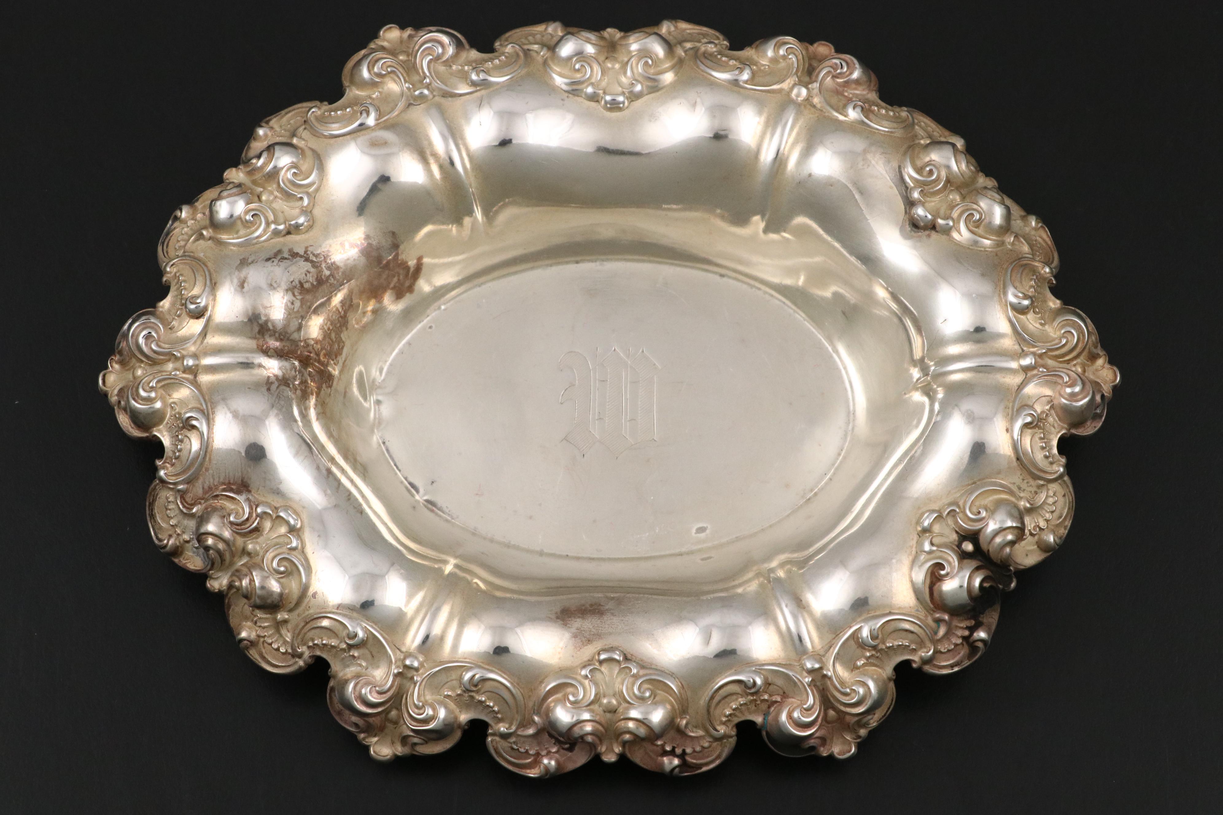 Frank M. Whiting Sterling Silver Creamer and Sugar Bowl with Other Tableware