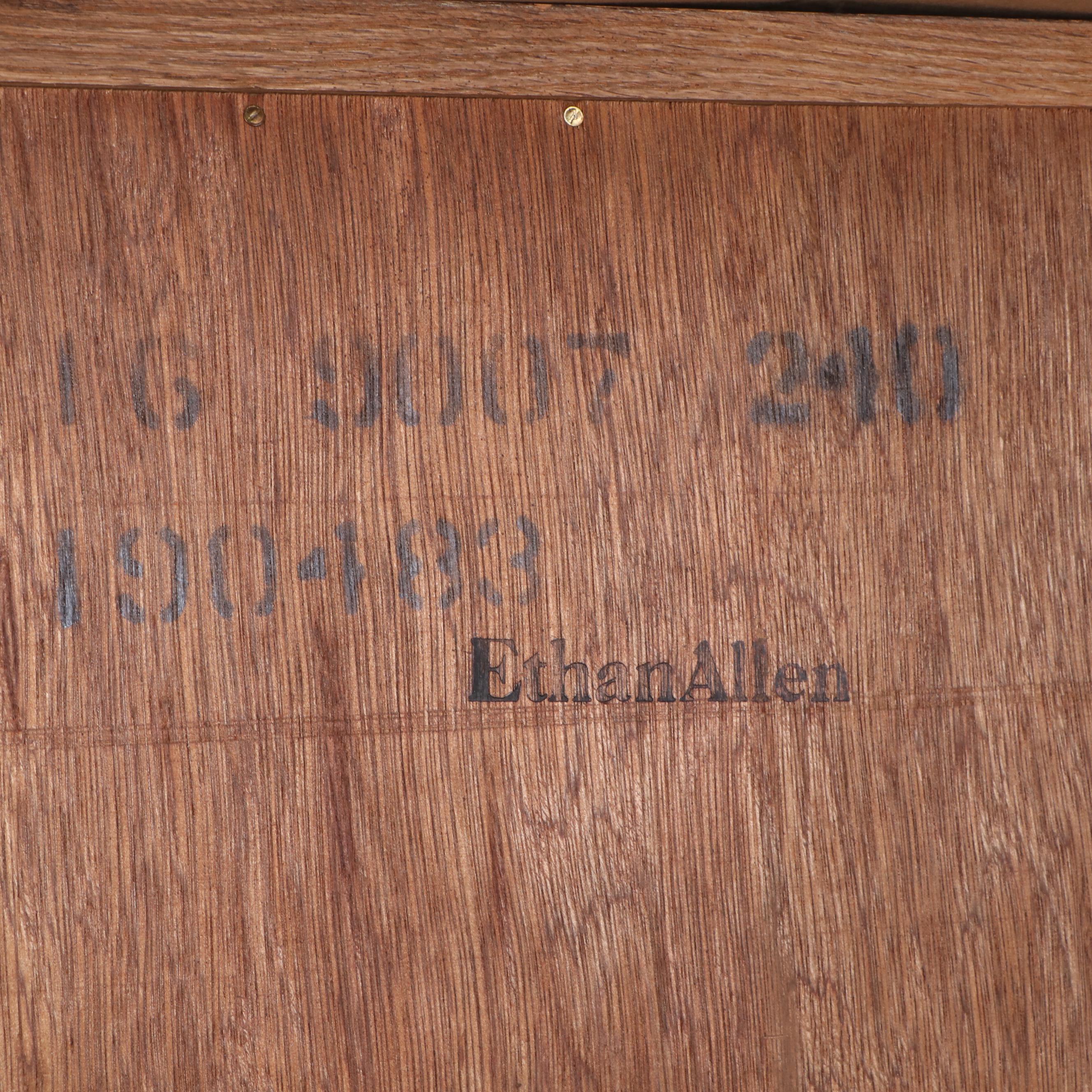 Ethan Allen Georgian Style Oak Finish Media Center with Illuminated Cabinets