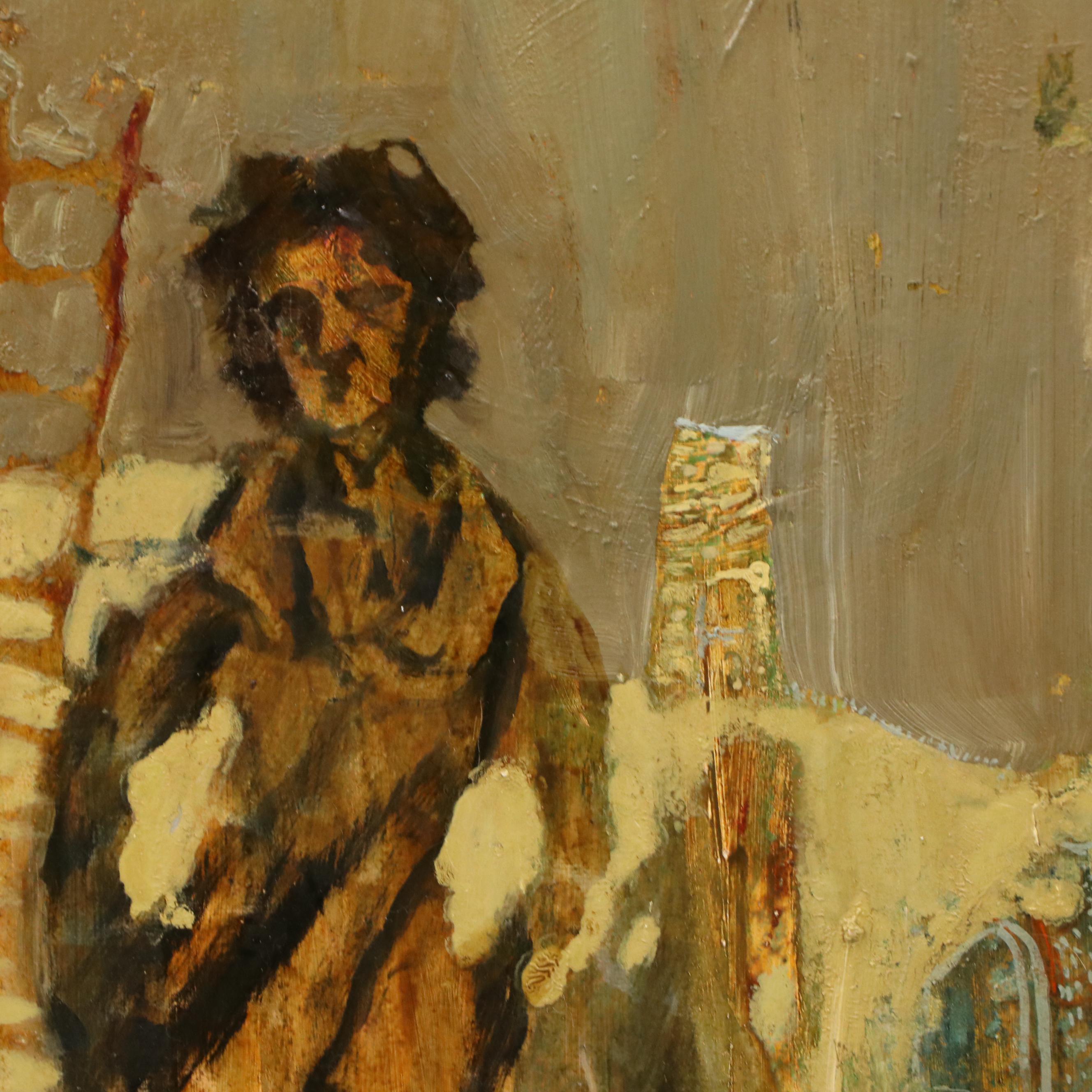 Lowell Boyers Oil Painting "Urban Wing on Fire From Desire Or Camus' Dream"