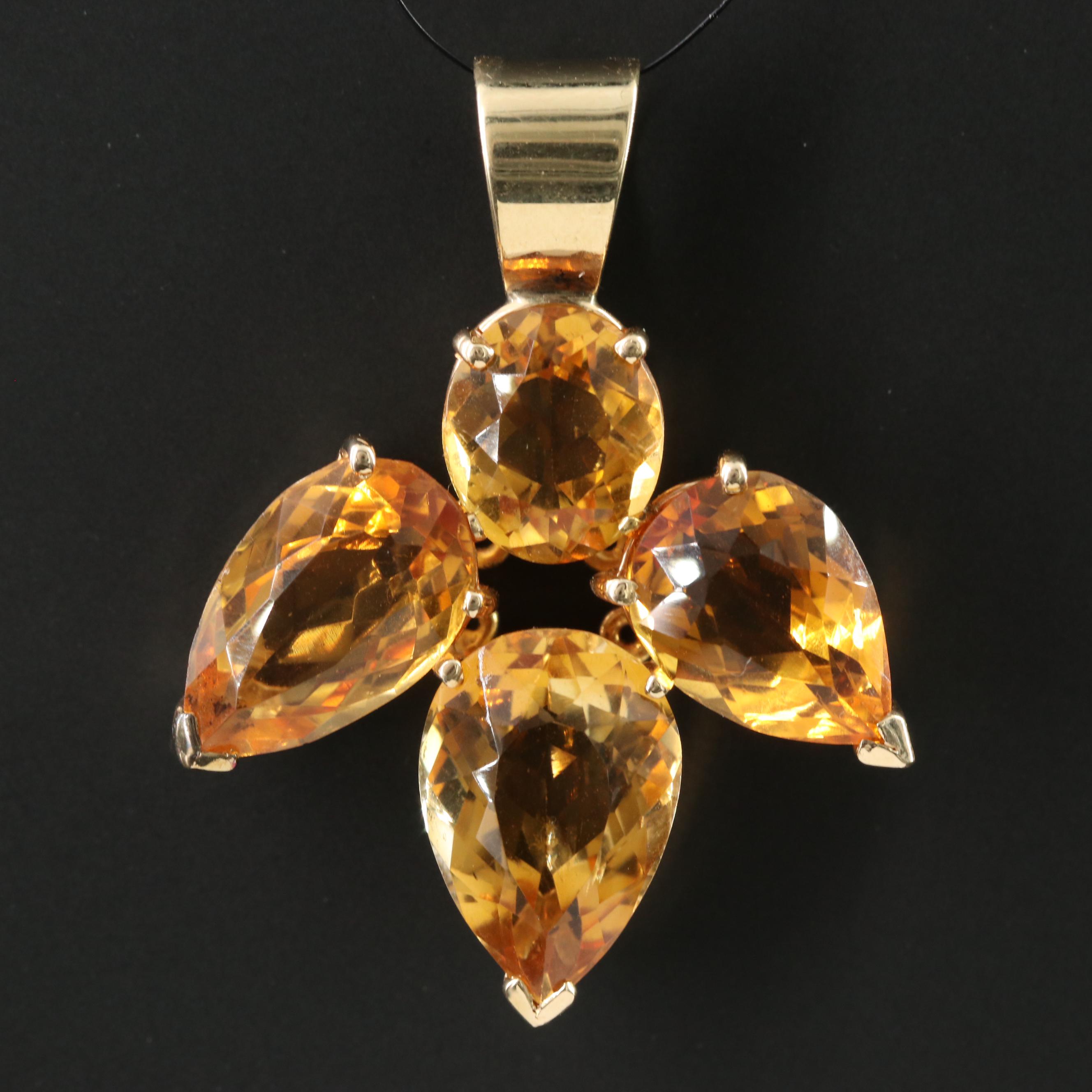 14K Citrine Pendant
