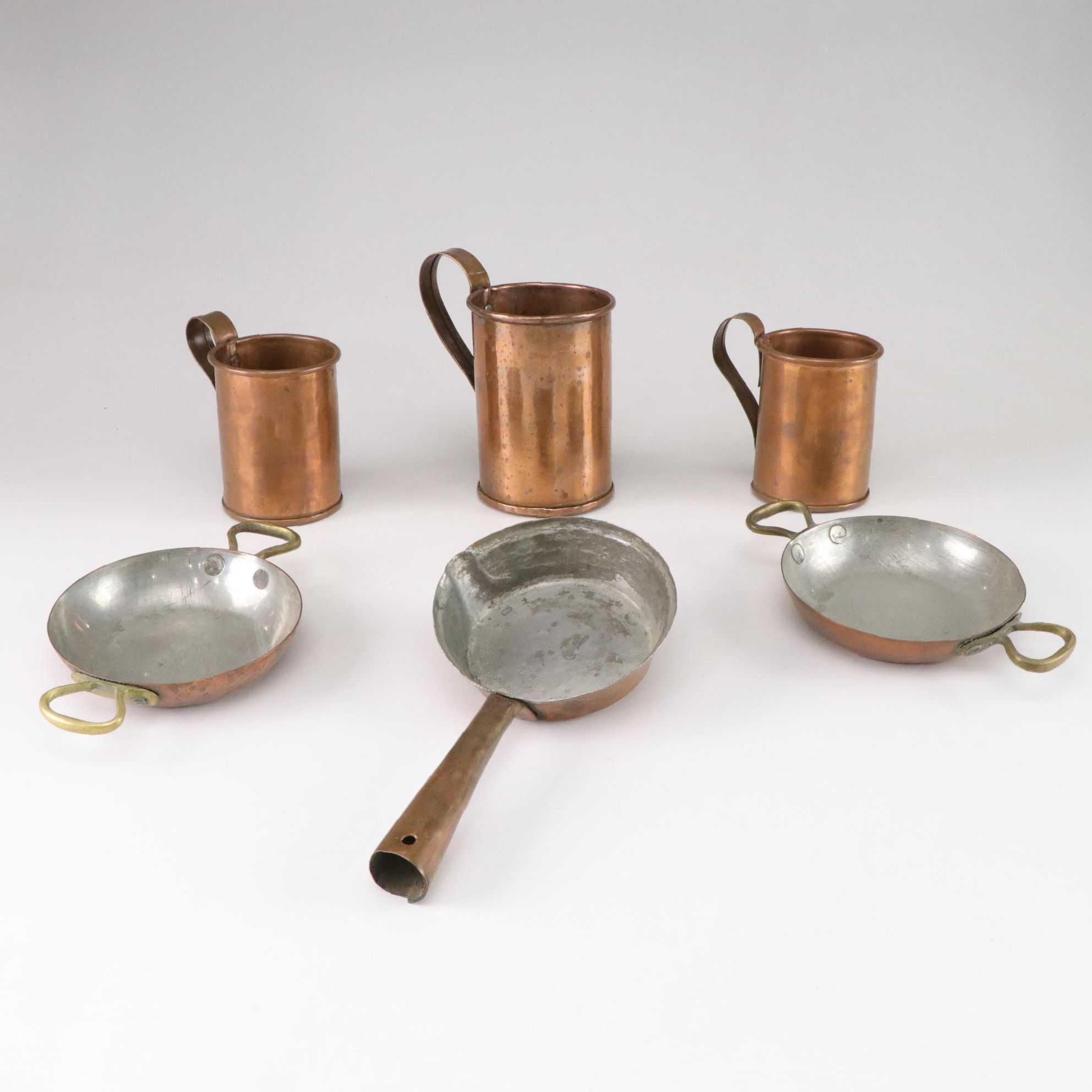 Copper Mugs and Miniature Frying Pans