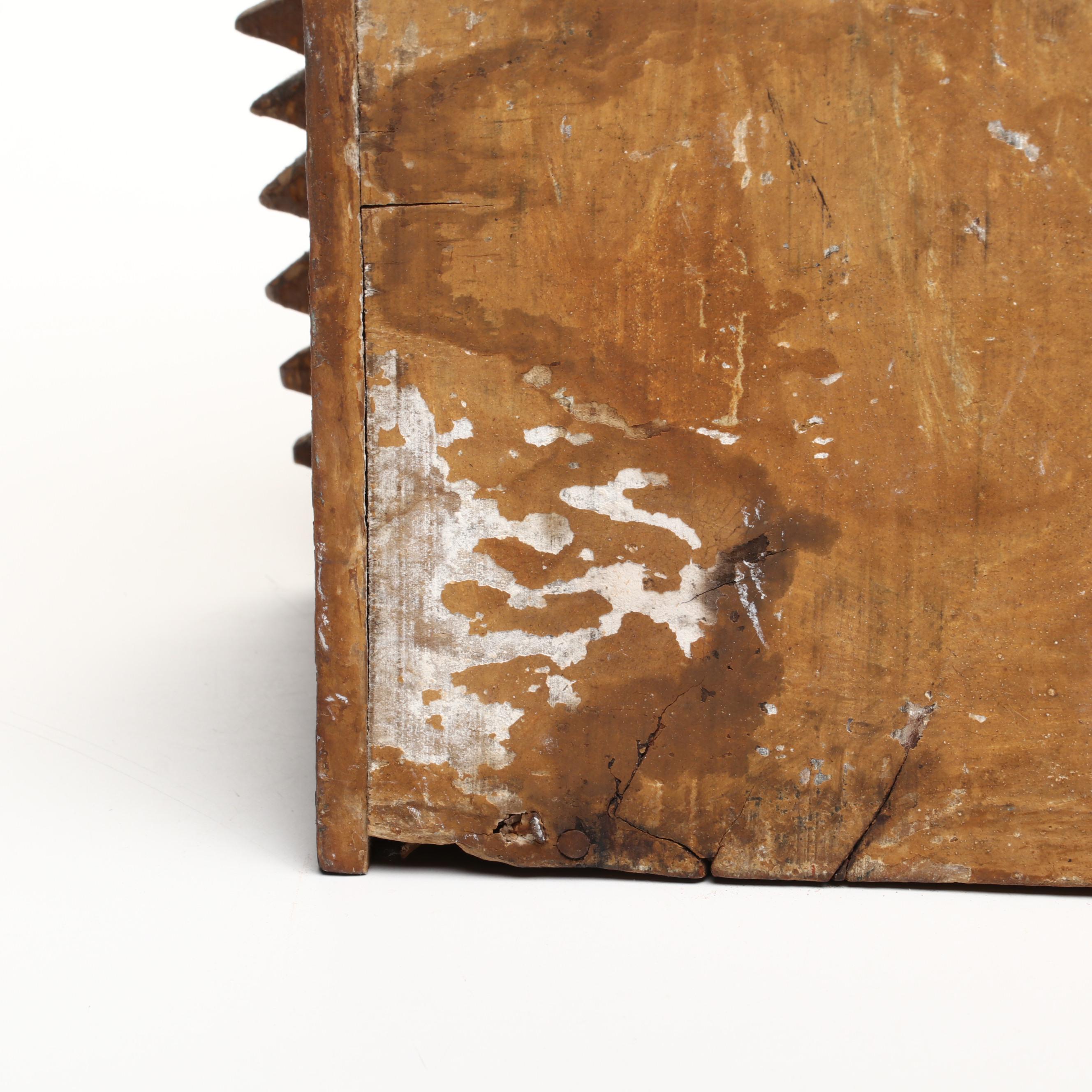 Mexican Folk Art Carved Wood Eight Drawer Spice Cabinet, 19th Century