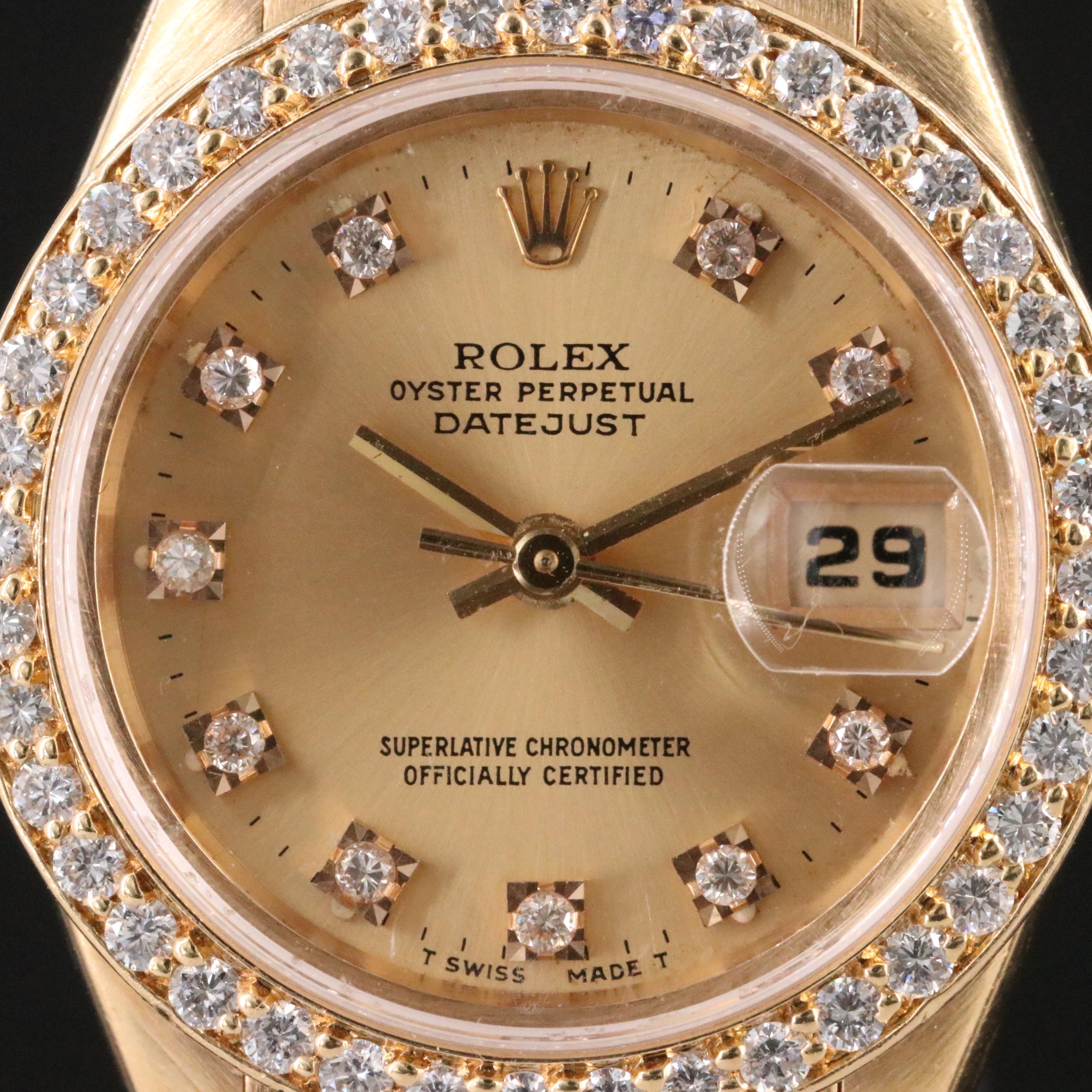 1996 Rolex Custom Diamond Dial and Bezel Datejust Watch